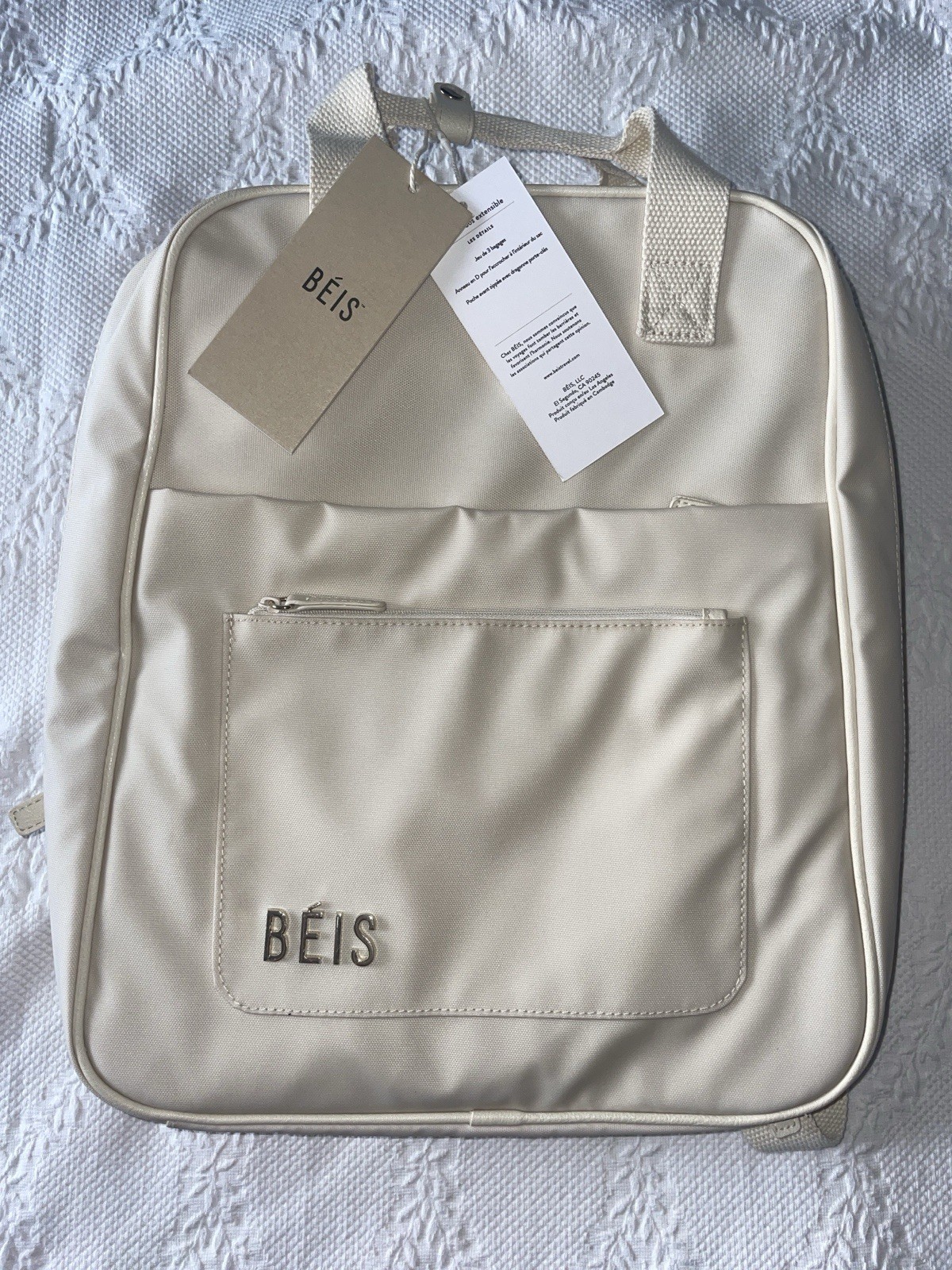 BÉIS Expandable Backpack Beige New with Tags Great for Travel