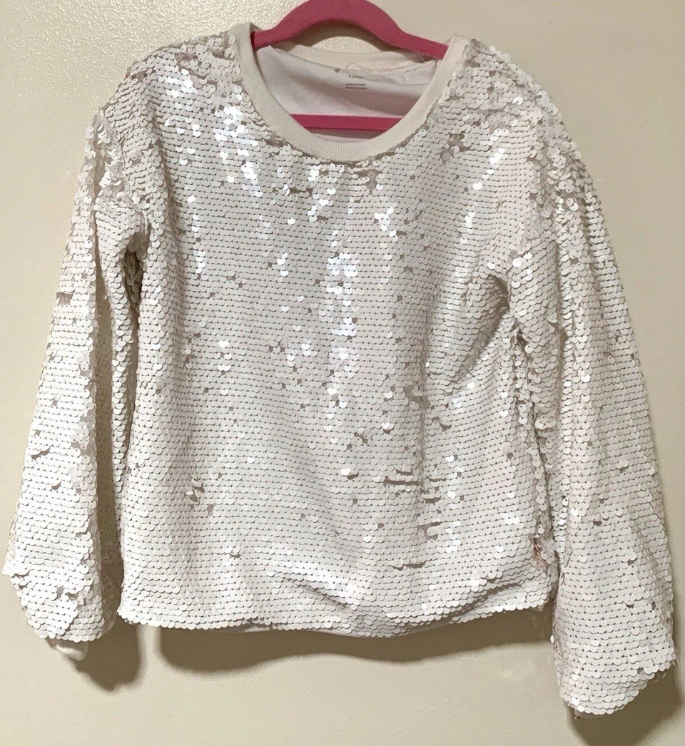 Art Class and Museum of Ice Cream Size L 10/12 Girls White Sequin Pullover Top