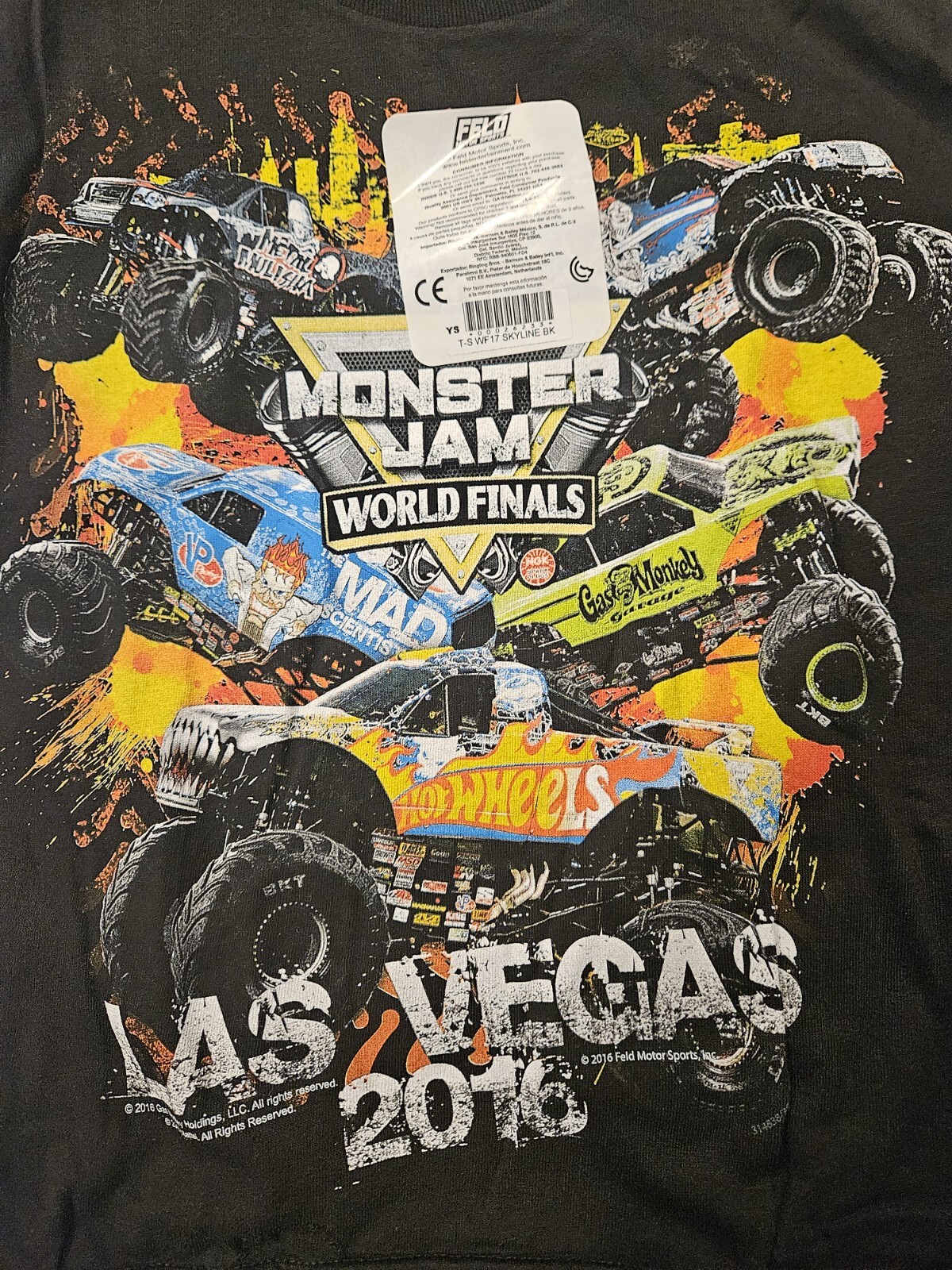 Monster Jam World Finals T Shirt Youth Small Black 2016 Las Vegas Collectible