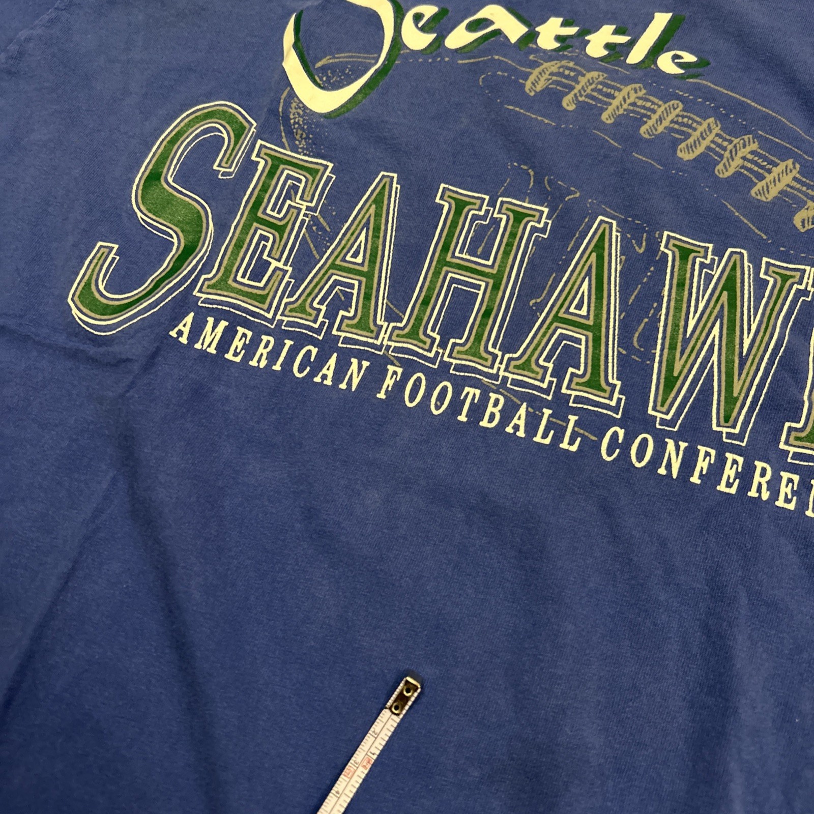 Vintage 90s Russell Athletic Blue Seattle Seahawks T Shirt Size XL USA