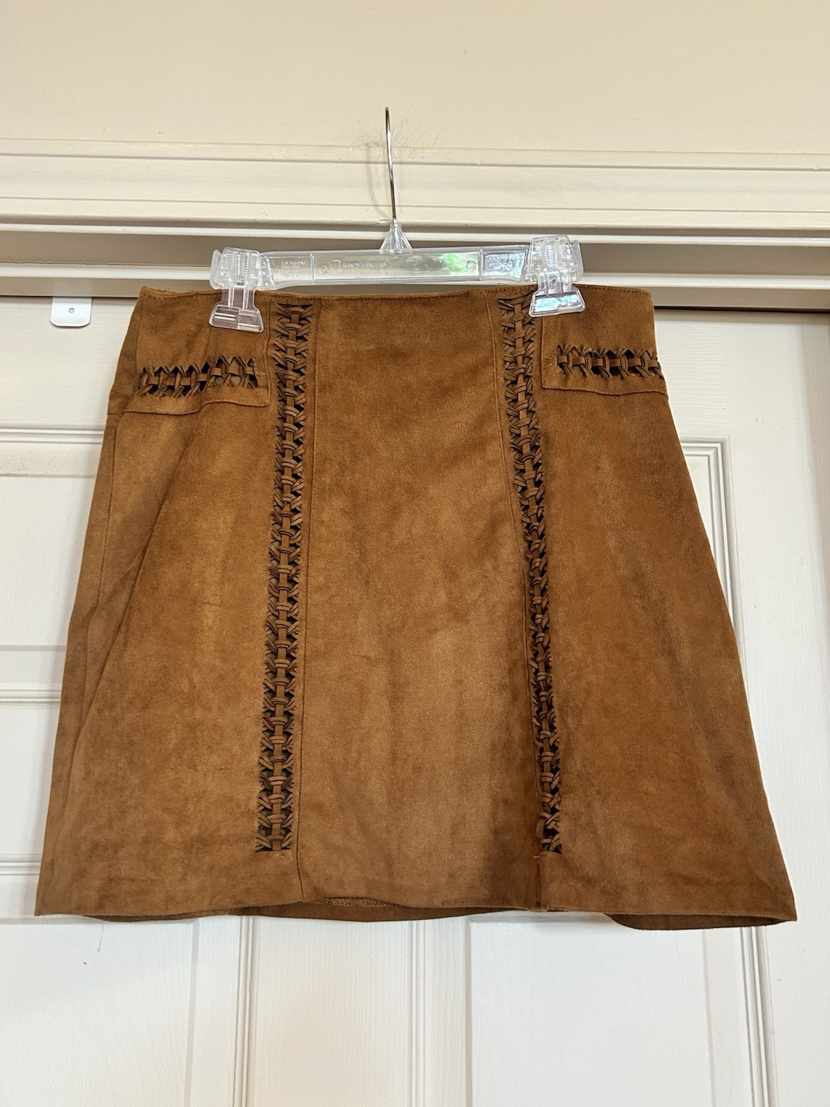 Cato Brown Size 2 Lined Faux Suede Skirt Tribal Boho Indian Hippie Western