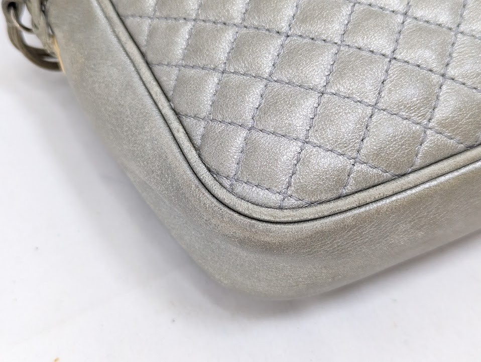 Gucci GG Marmont Sherry Line Quilted Leather Shoulder Bag Silver 541051 Auth