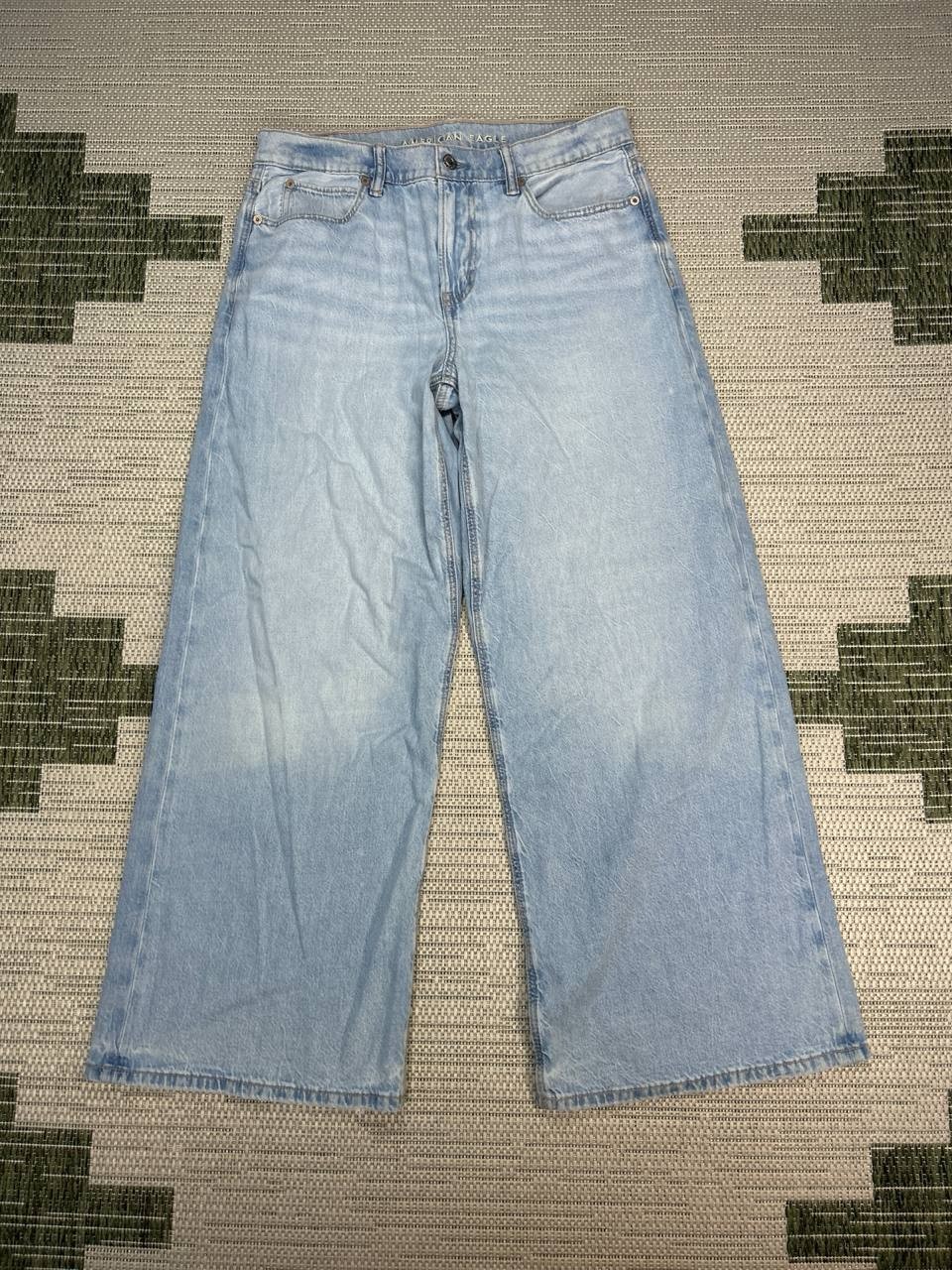 American Eagle Outfitters Strigid Wide Leg Jeans Womens 4 Blue Denim 31×29 New