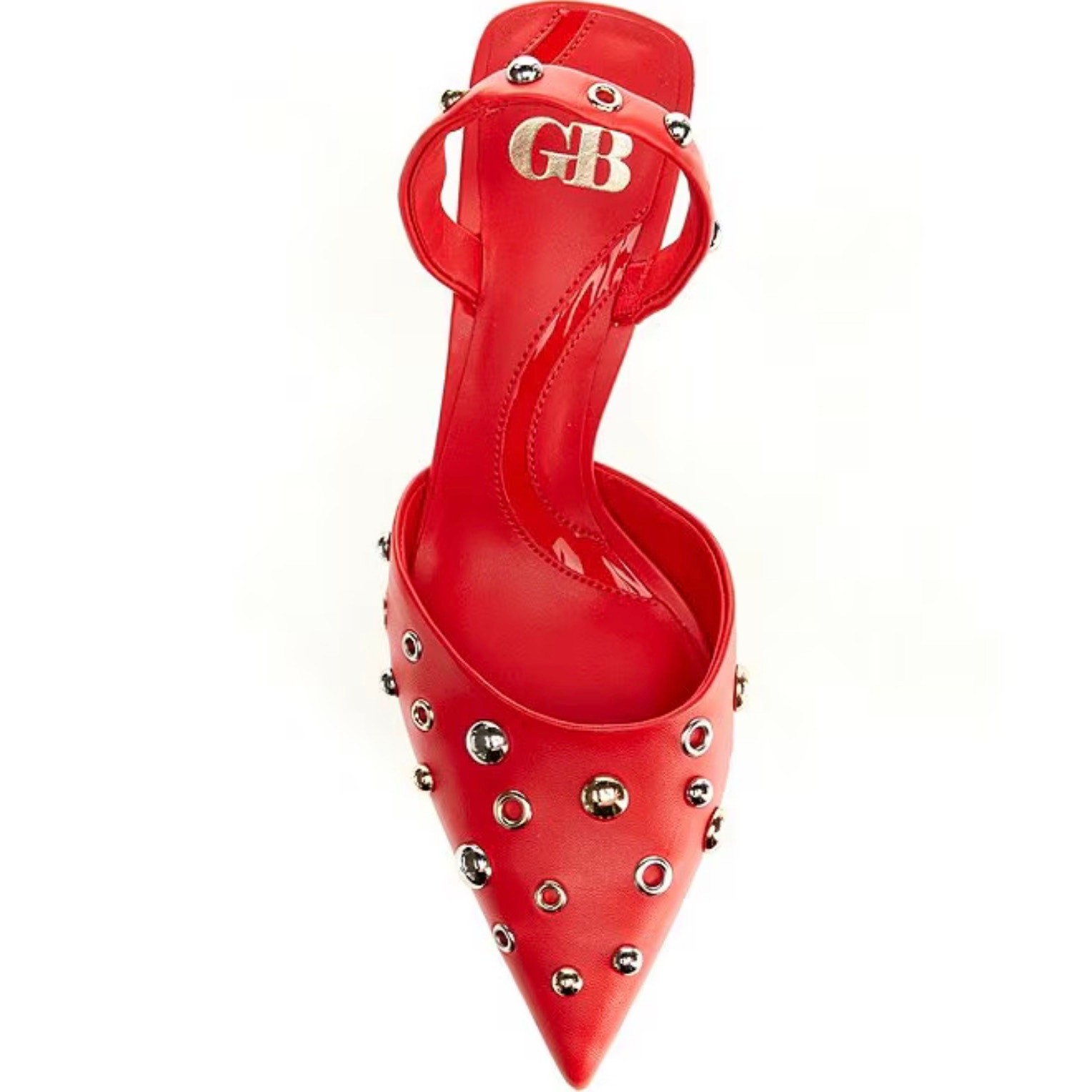 GB Office Siren Leather Grommet&Stud Kitten Heel Slingback Women’s Sz8.5 NWT$130