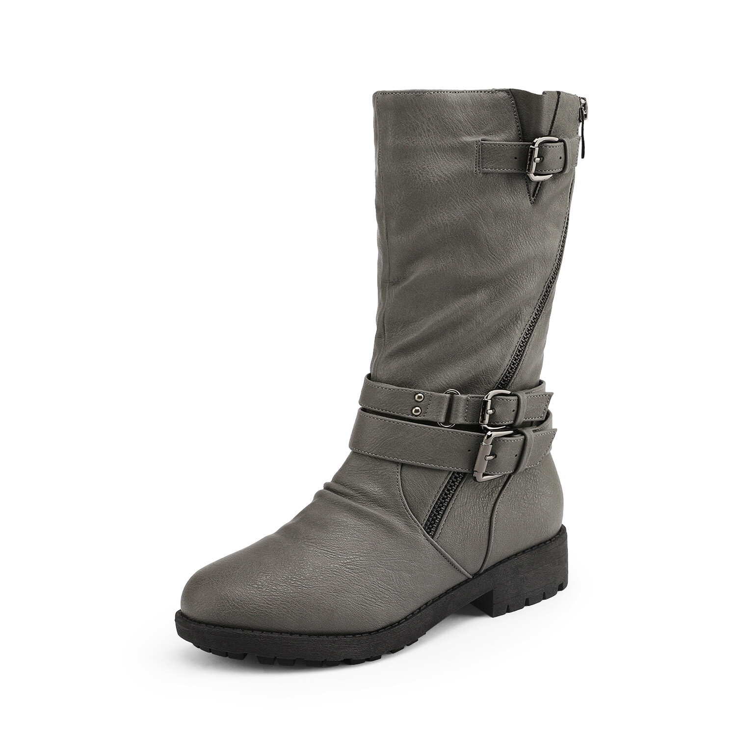 Girls Kids Knee High Winter Boots Buckle Zipper Riding Boot Mid boot