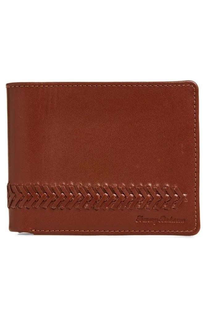 $75 – Tommy Bahama Leather Bifold Wallet in Tan