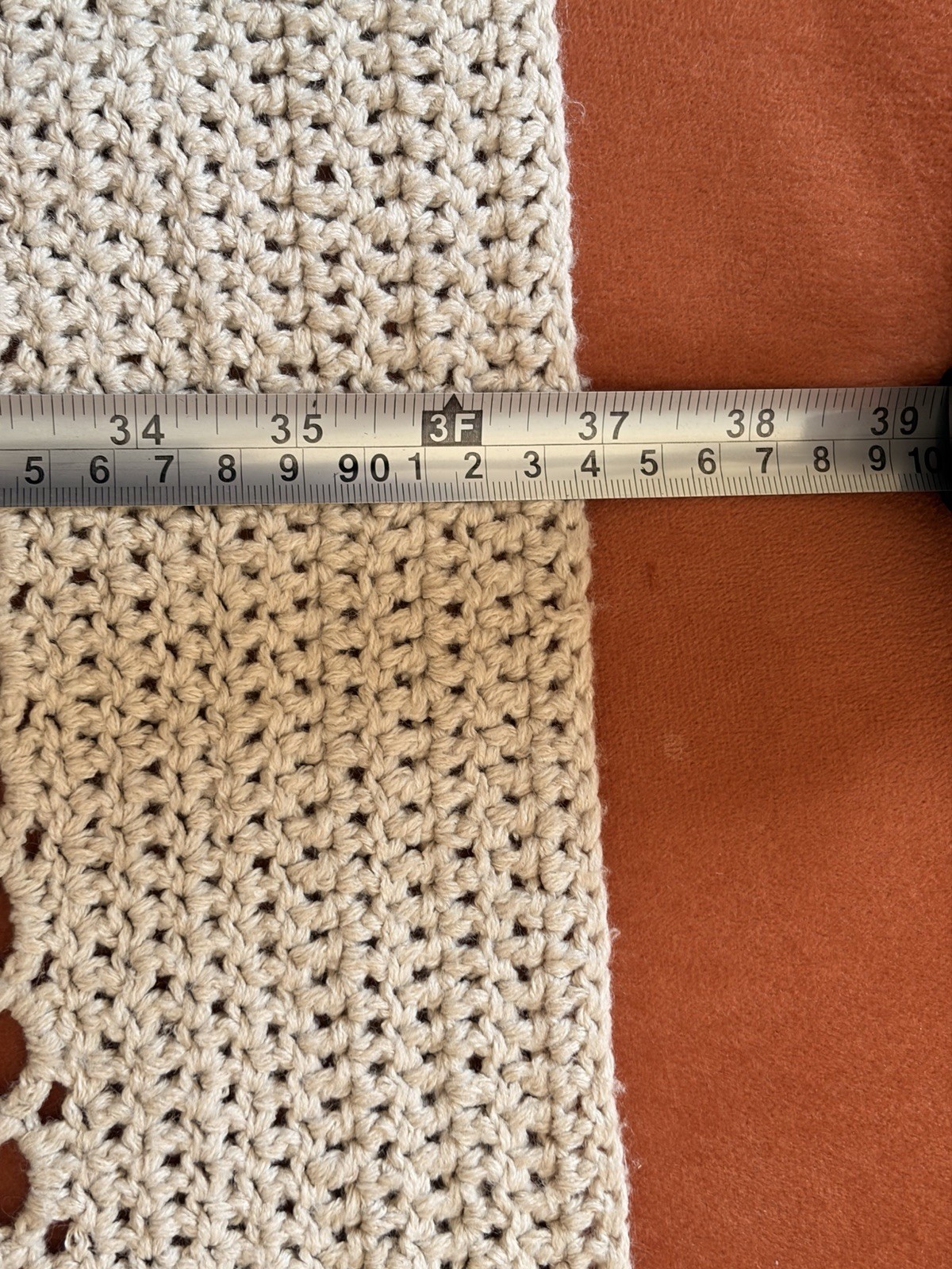Handmade crochet Shawl Pre Owned Excellent – Color Beige – winter wrap – Long