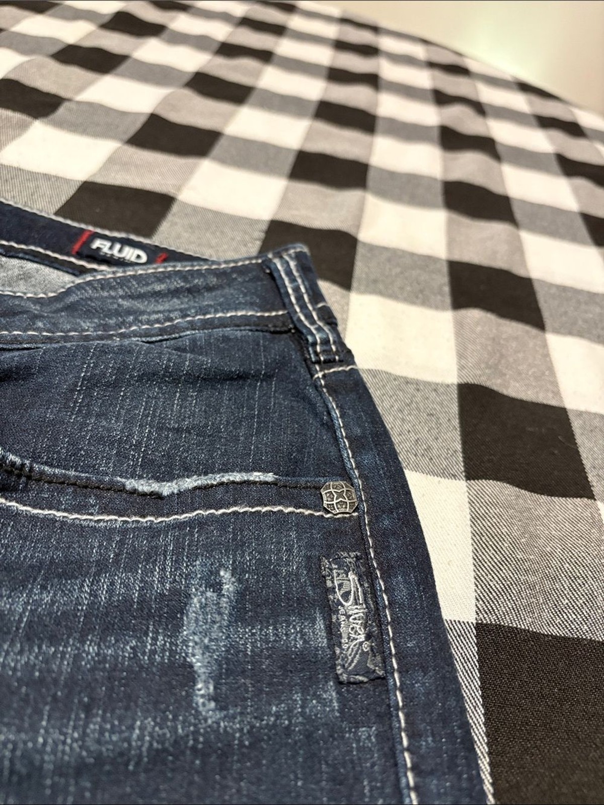 Silver Jeans Boyfriend Fluid Denim Jeans Distressed Stretch Dark 32 x 29/31.5