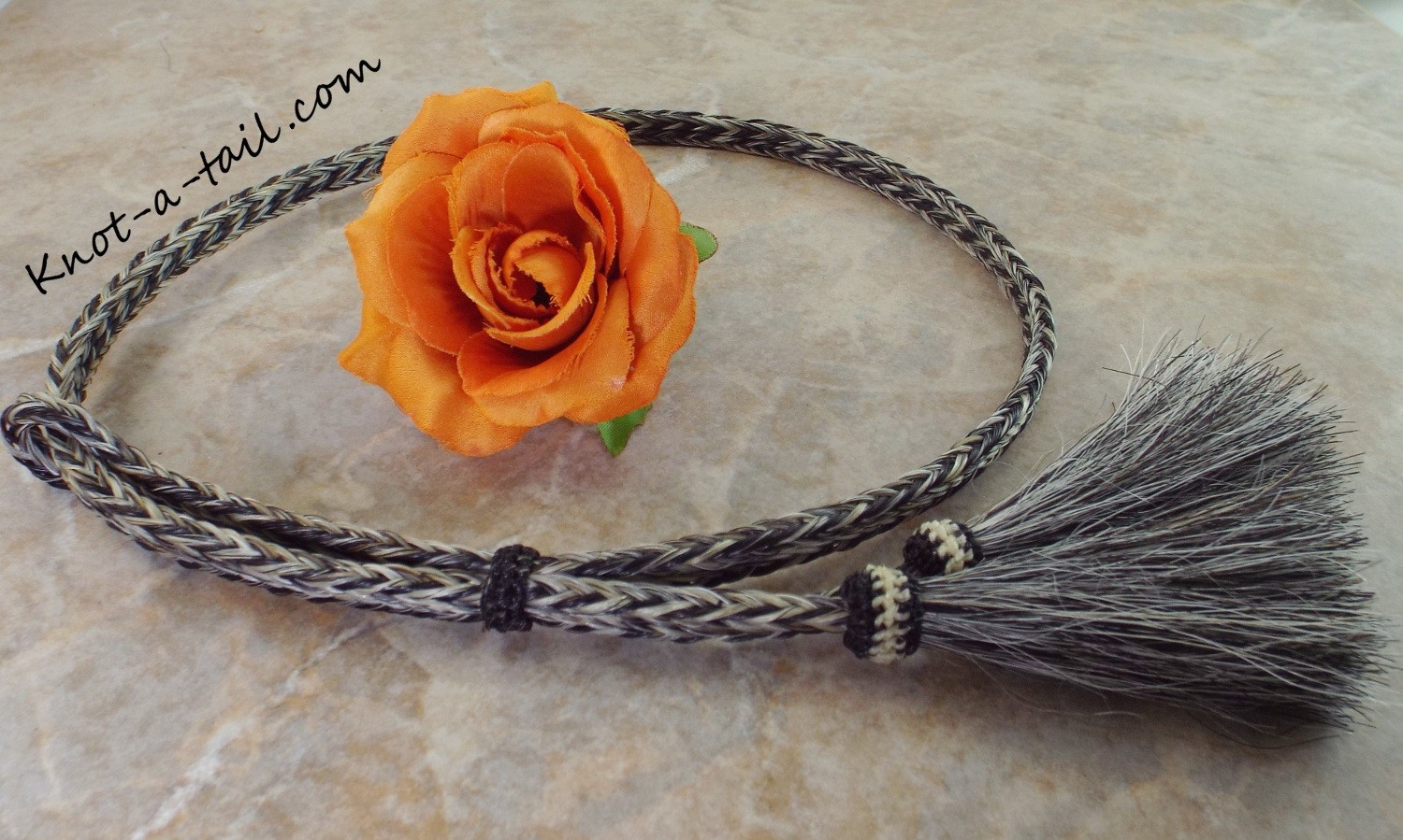 Horsehair hat band, stunning Gray-black, Adjustable Cowboy horsehair hat band