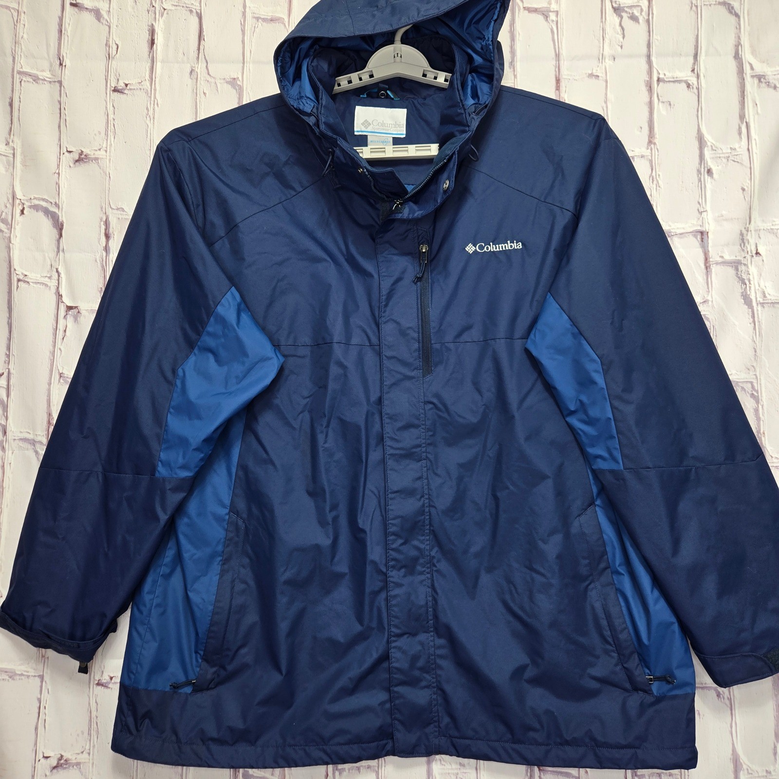 Columbia Interchange 3-in-1 Jacket Mens XXL Navy Blue Waterproof Shell Fleece