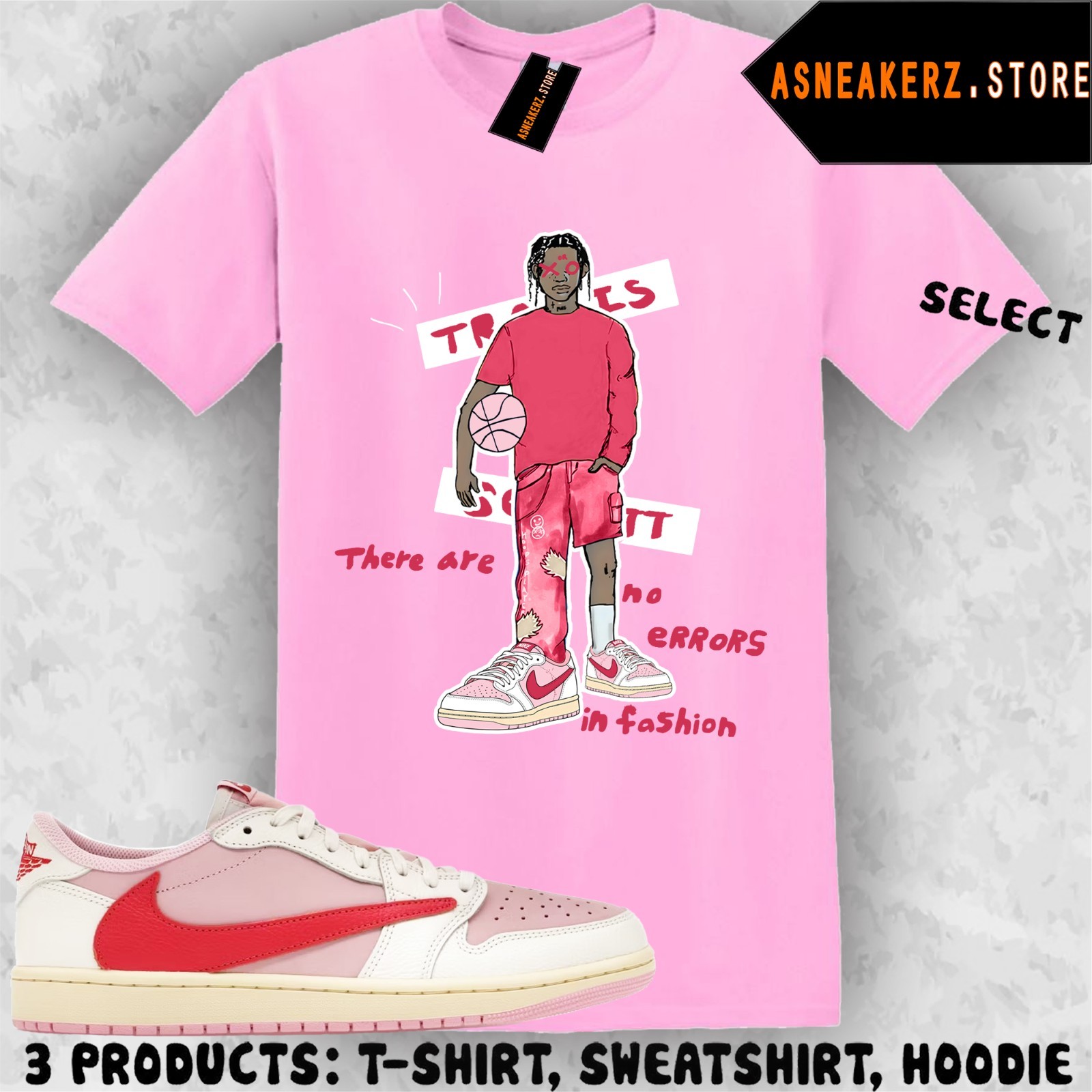 Tee Shirt Matching Travis Scott AJ 1 Low Tropical Pink Match Sneaker No Errors