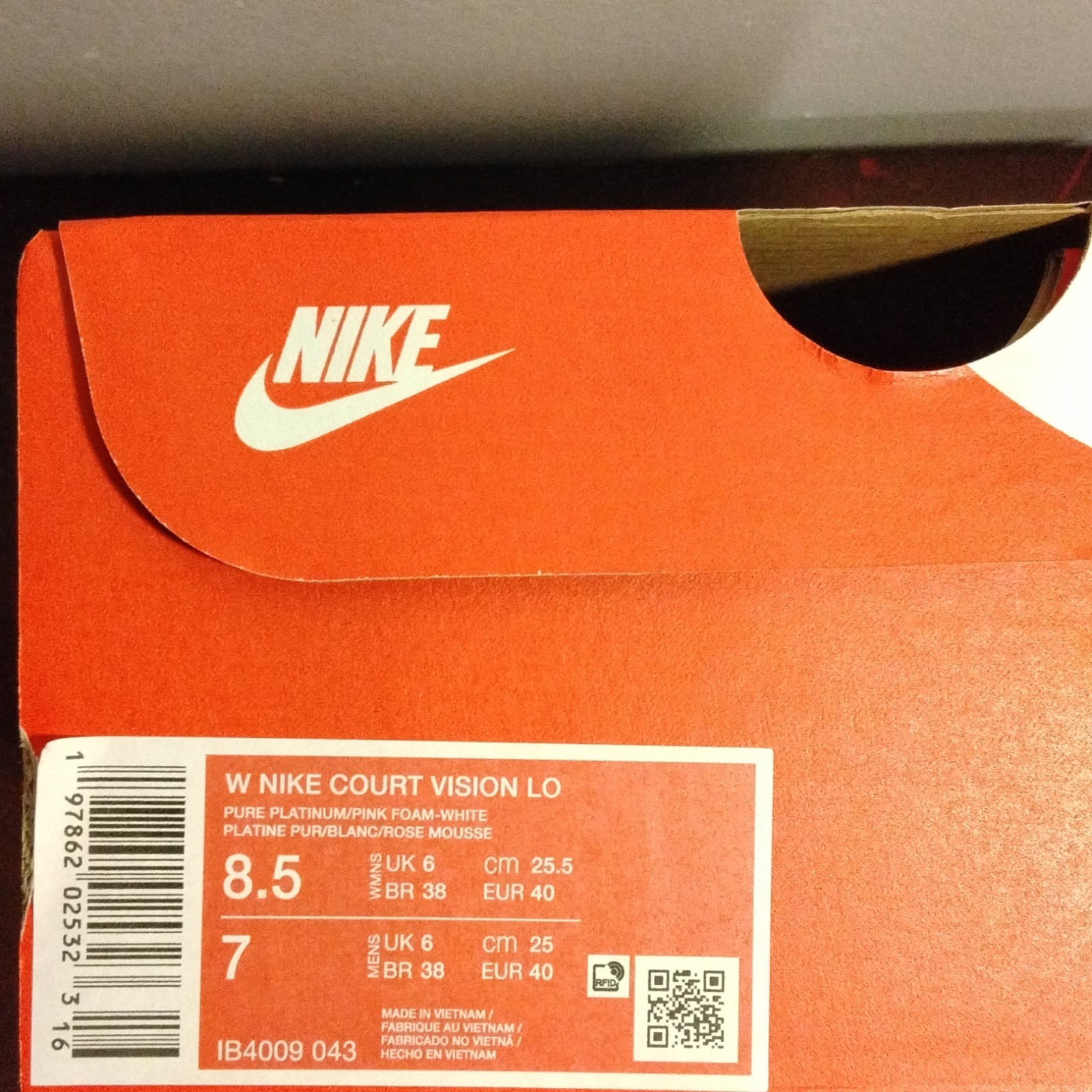 Nike Court Vision Low Women’s Gray/White/Pink Low Top Sneakers IB4009-043
