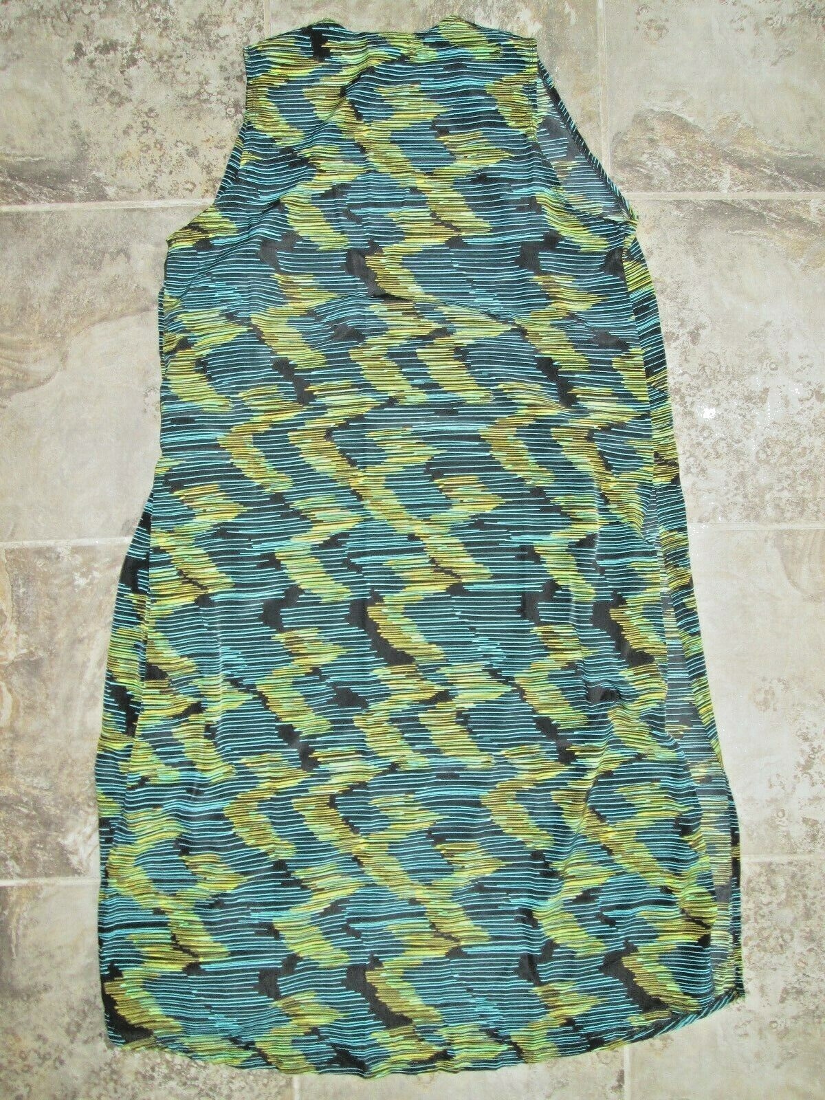 NWT Lularoe Joy Small Long Vest Duster Black Yellow Green Blue Zig-Zag Breezy