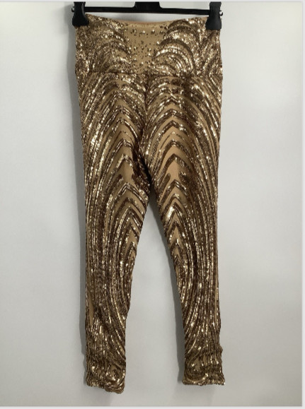 Nicolas Mendoza Women’s Gold Sequin Pants / Backless Top 2 Piece Set Size NA