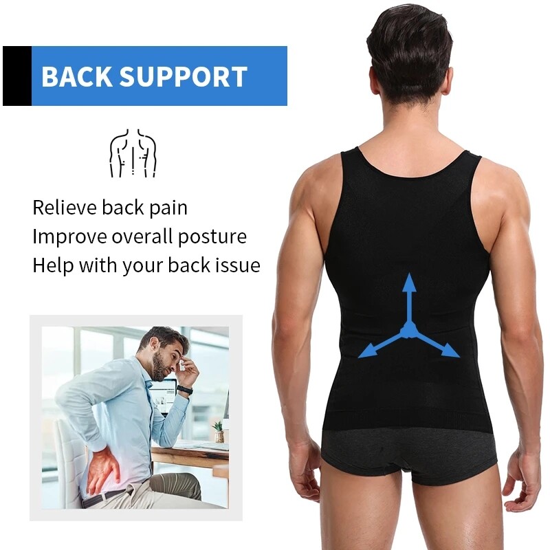 Men Compression Shirt Sleeveless Body Shaper Base Layer Slimming Tank Tops Vests
