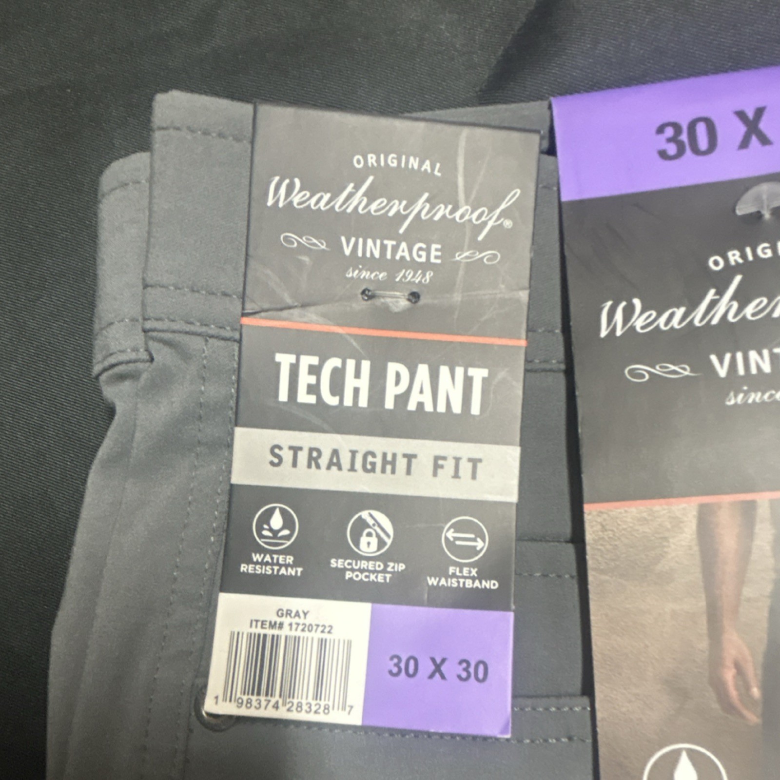 Weatherproof Vintage Tech Pant Straight Fit Gray Water Resistant Secured Zip Po…