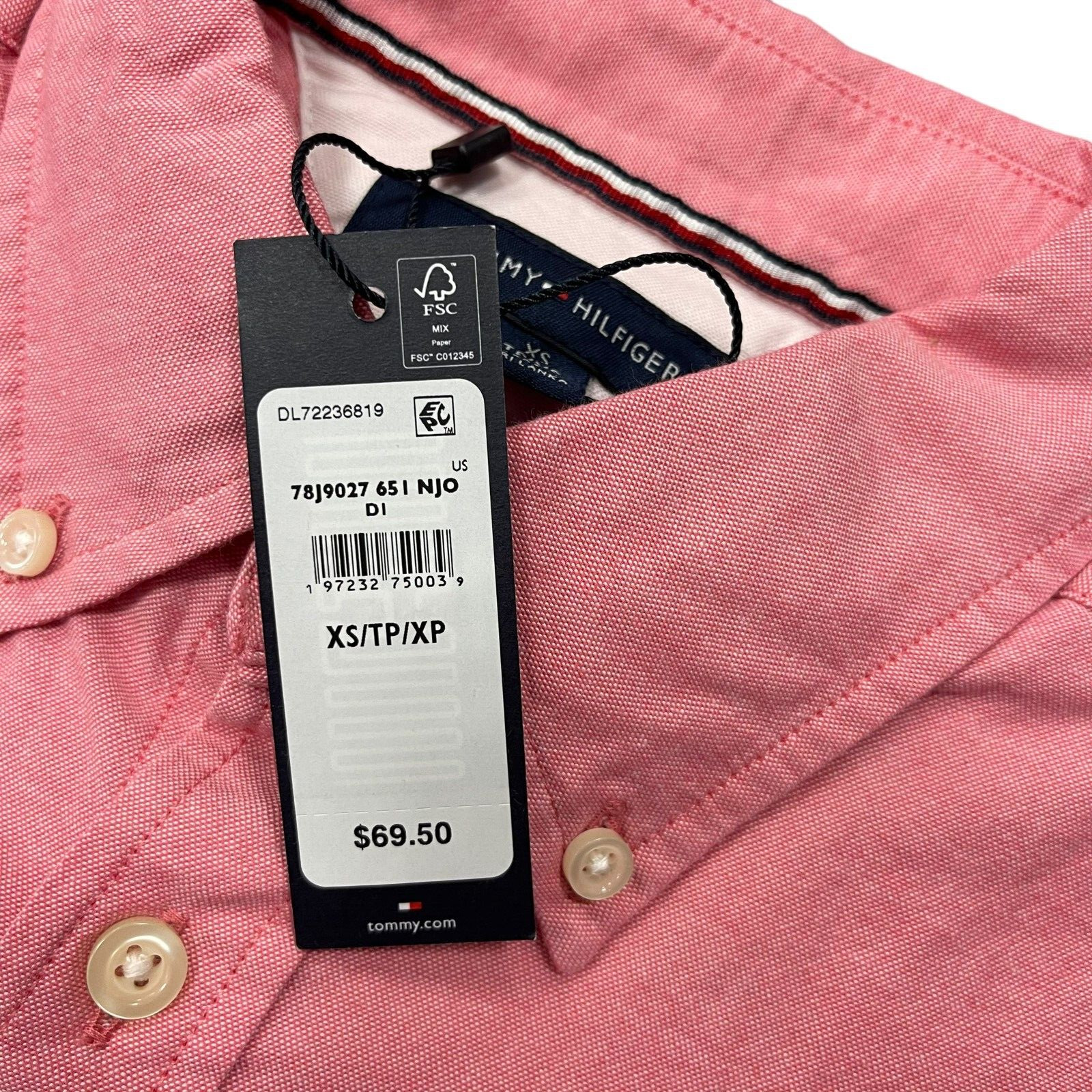 NWT Tommy Hilfiger Men’s Regular Fit Stretch Cotton Oxford Short Sleeve Shirt