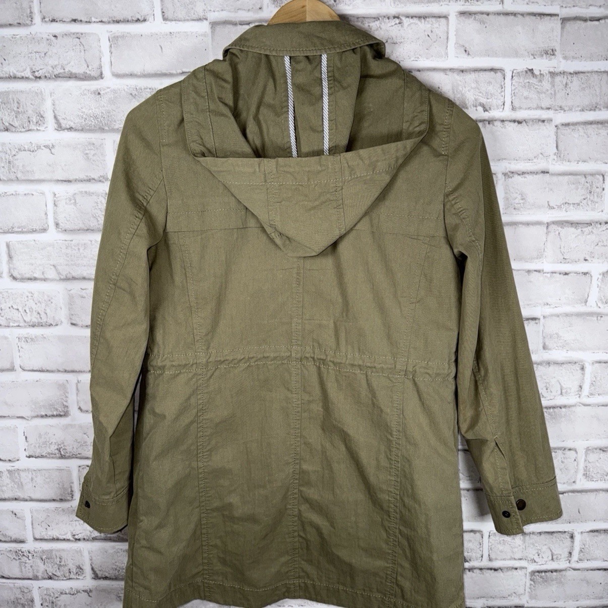 Talbots Military Field Utility Jacket Size P Petite Green Olive Drawcord Waist