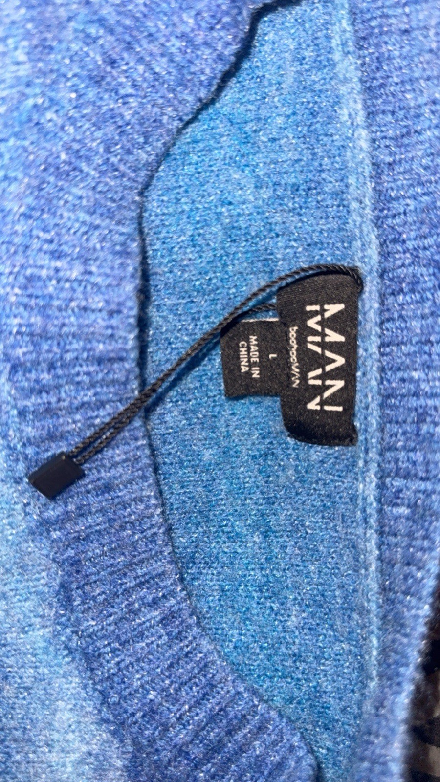 Boohoo Men’s Blue Striped Knit Crew Neck Pullover Sweater Long Sleeve Size L
