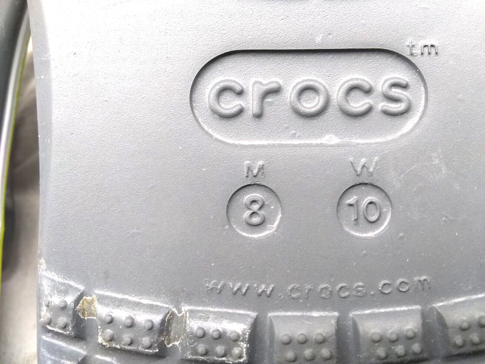 Crocs Women Men Clog Grey Bayaband Sandals Green Accent W10 M8 Great Condition