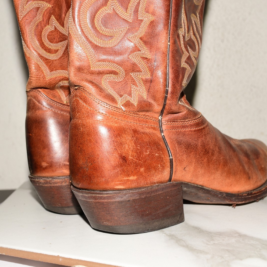 J Chisholm Leather Boot Western Brown Men US 10.5 D