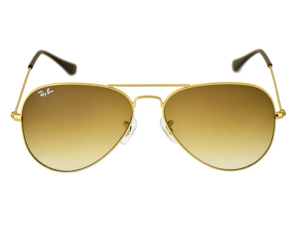 Ray-Ban RB3025 Aviator Gradient Gold Frame Light Brown Lenses 58mm Unisex