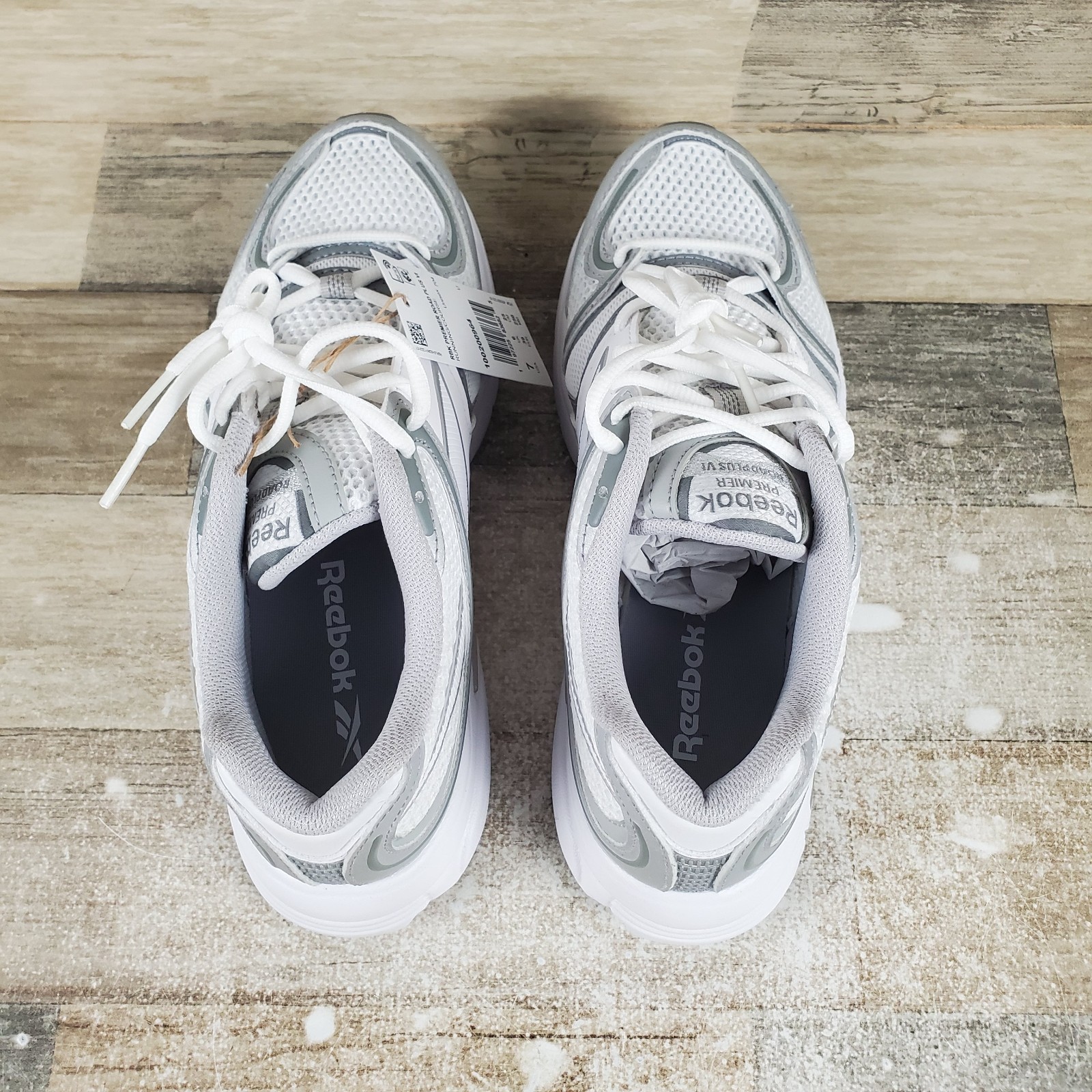 Reebok Premier Road Plus VI Mens Shoes Sz 7 White Gray Lace Up Low Top Sneakers