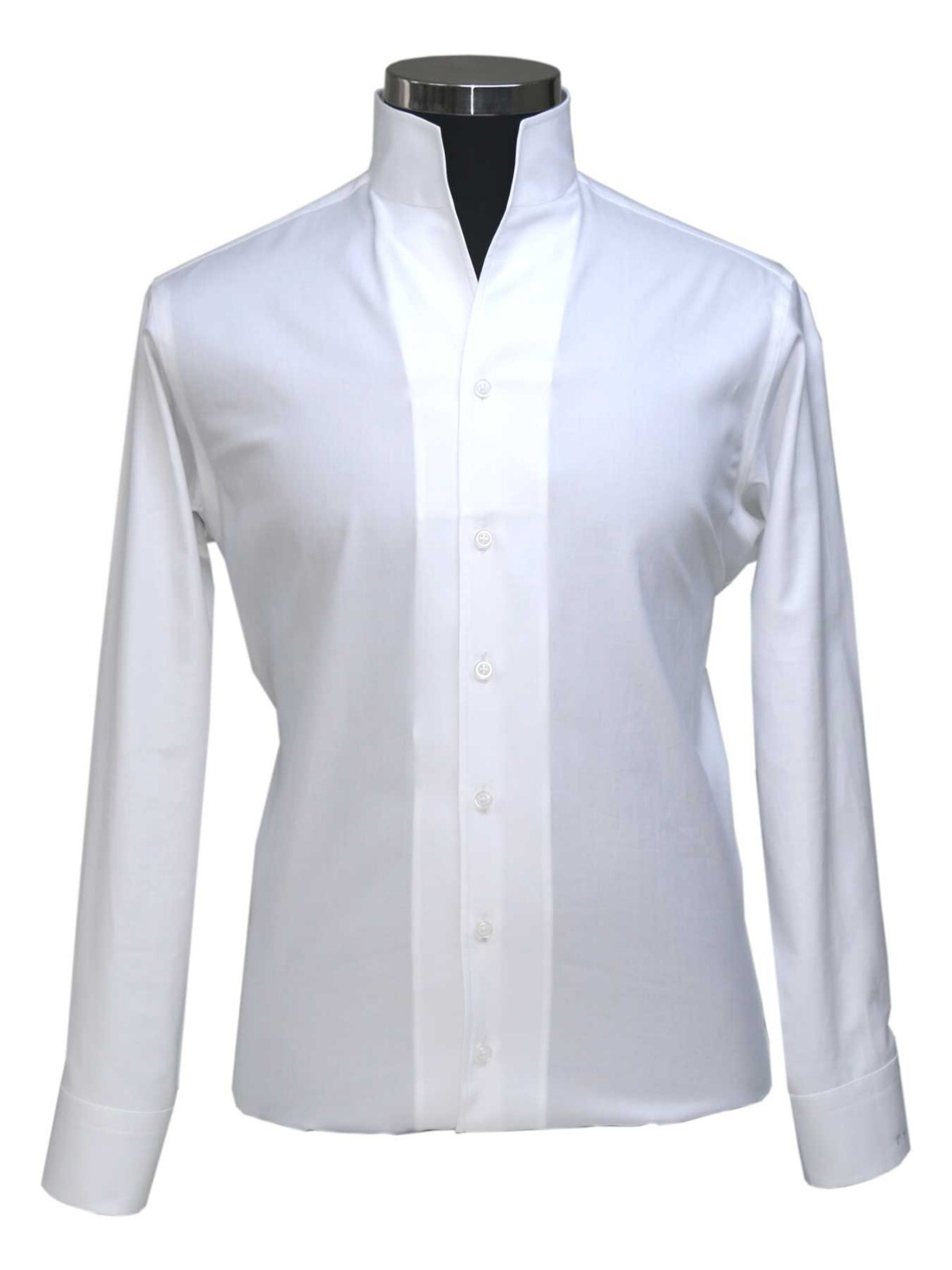 White High Collar 100% Cotton Shirt for Men Tall Open Neck Wedding Grooms Outfit