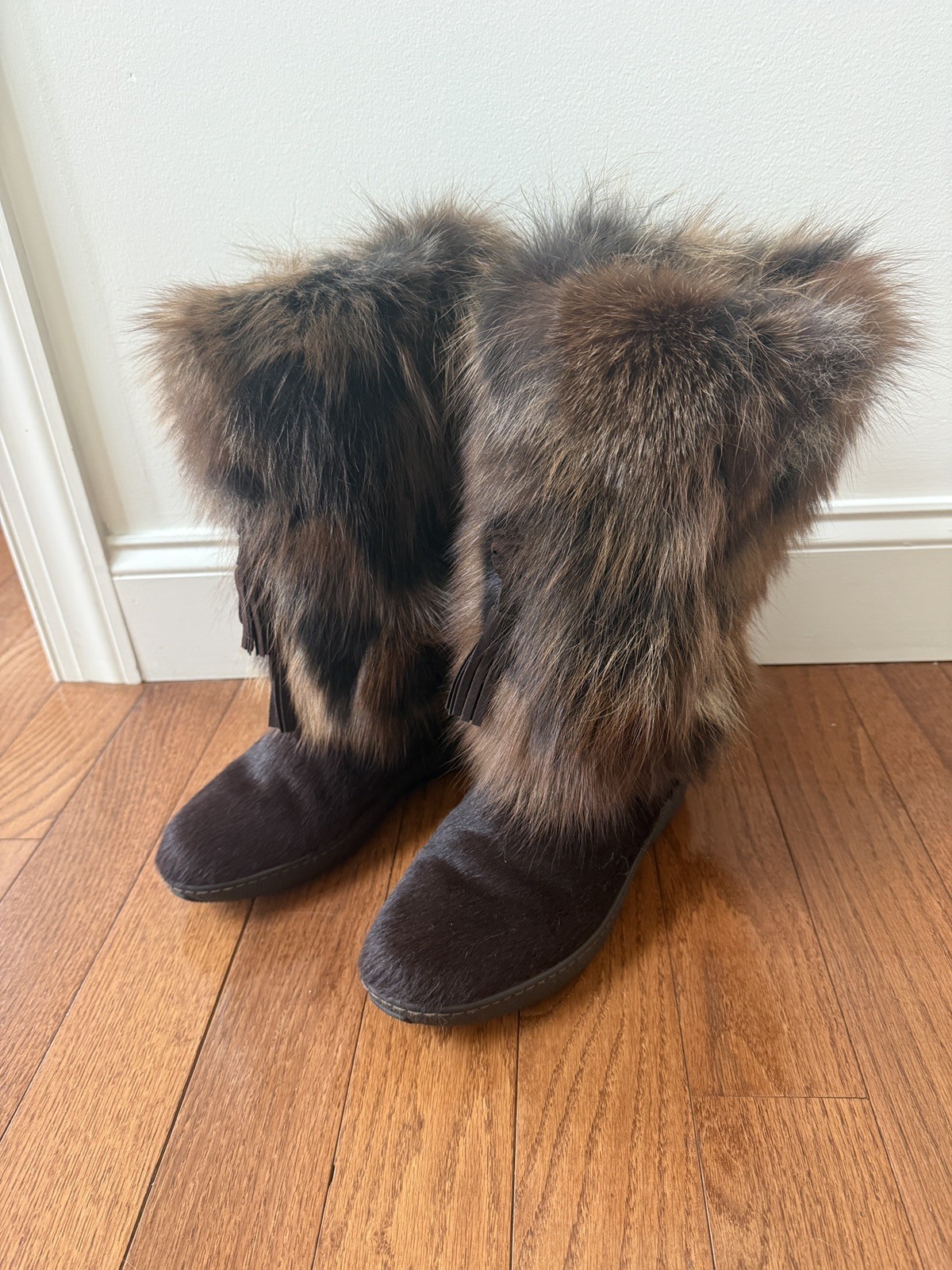 Pajar Canada Brown Fur Trim Tassel Pull-On Lined Snow Boots Women’s 10.5