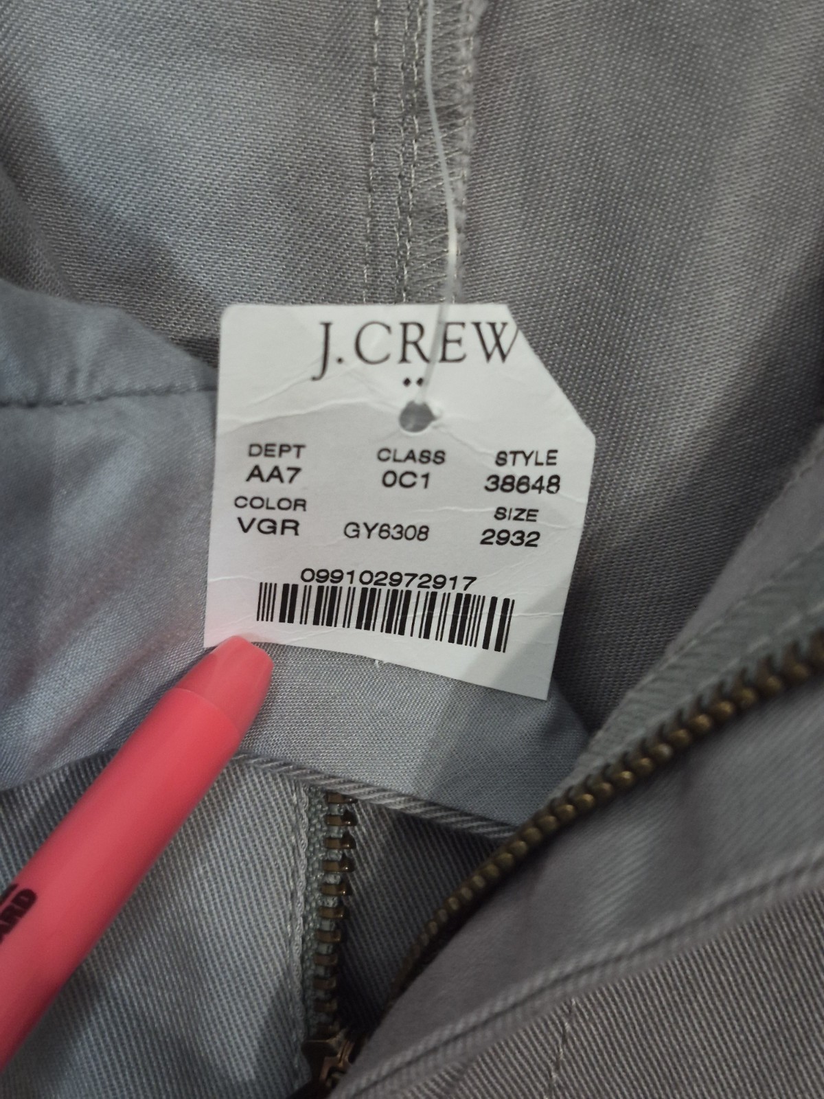 J Crew The Sutton Straight Fit Men’s Chinos Gray Pants Sz 29×32 Flat Front NWT