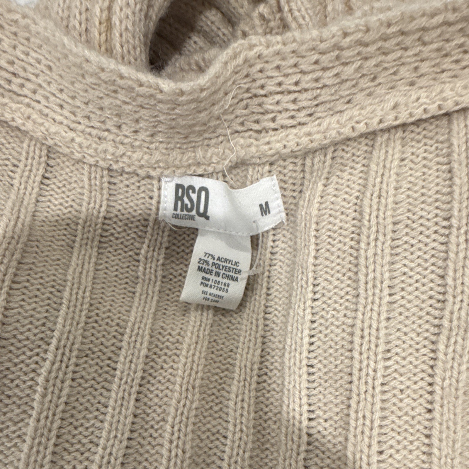 RSQ Women’s Ribbed Knit Cropped Button-Front V-Neck Cardigan Sweater M