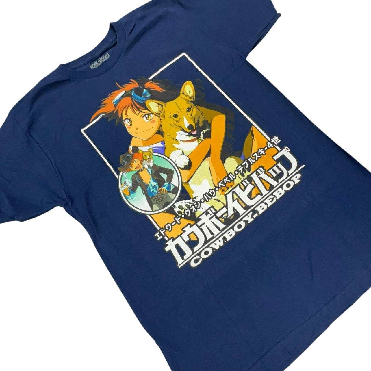 Cowboy Bebop T-Shirt Anime Ed & Ein Graphic Tee Sunrise Funimation Blue NEW