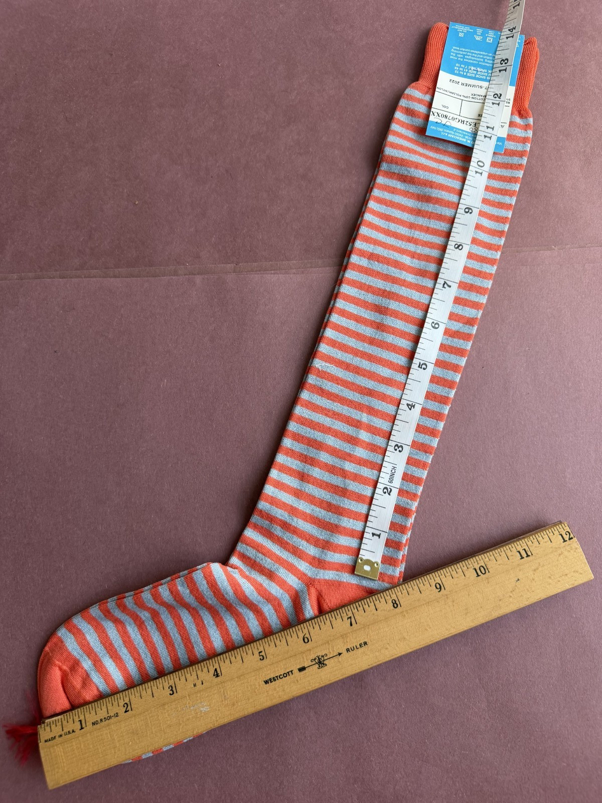 Spring/Summer 2022 Men’s Bresciani Socks NWT Blended Orange/Grey Striped