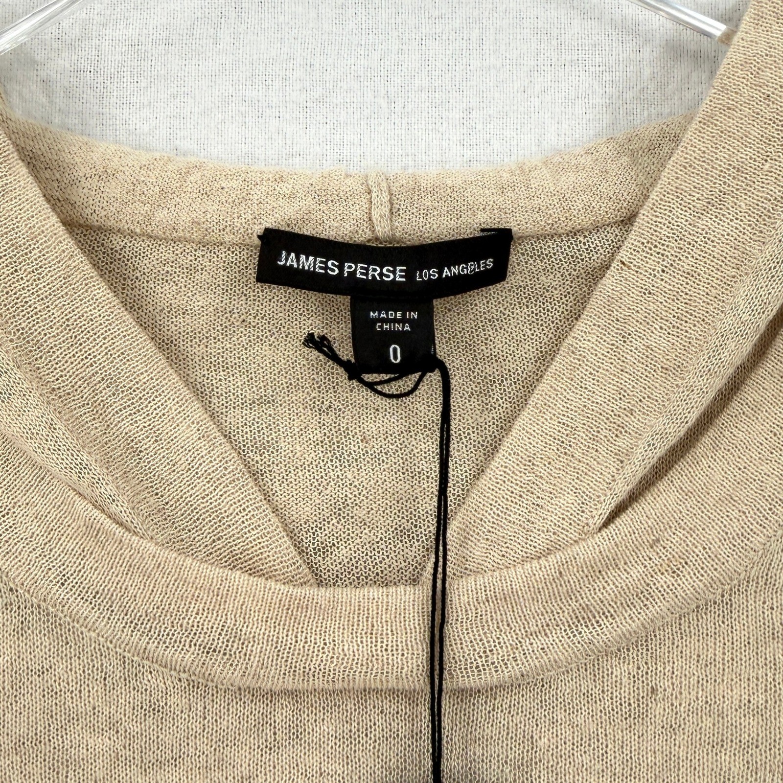 James Perse Hoodie Sweater Womens 0 Beige Linen Cotton Knit WFGL3631