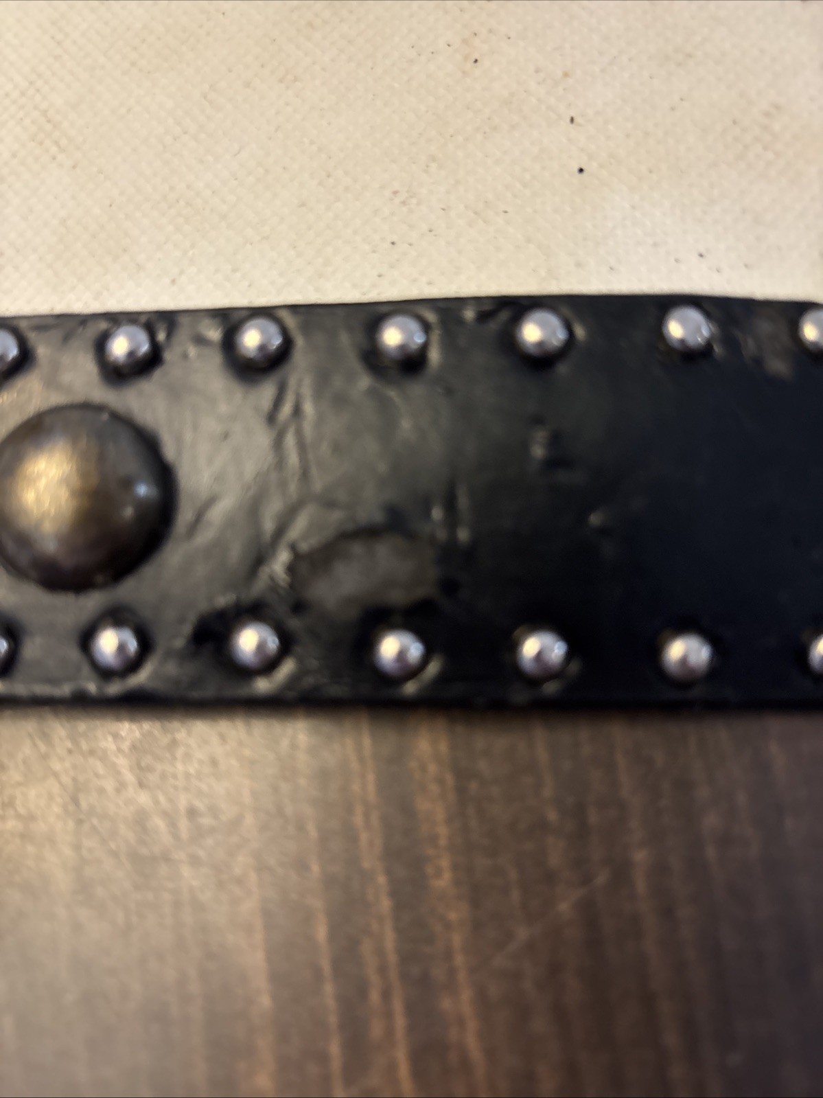 Studded leather and man-made material belt fit 35 inch to 40 inch waist 1.5” W