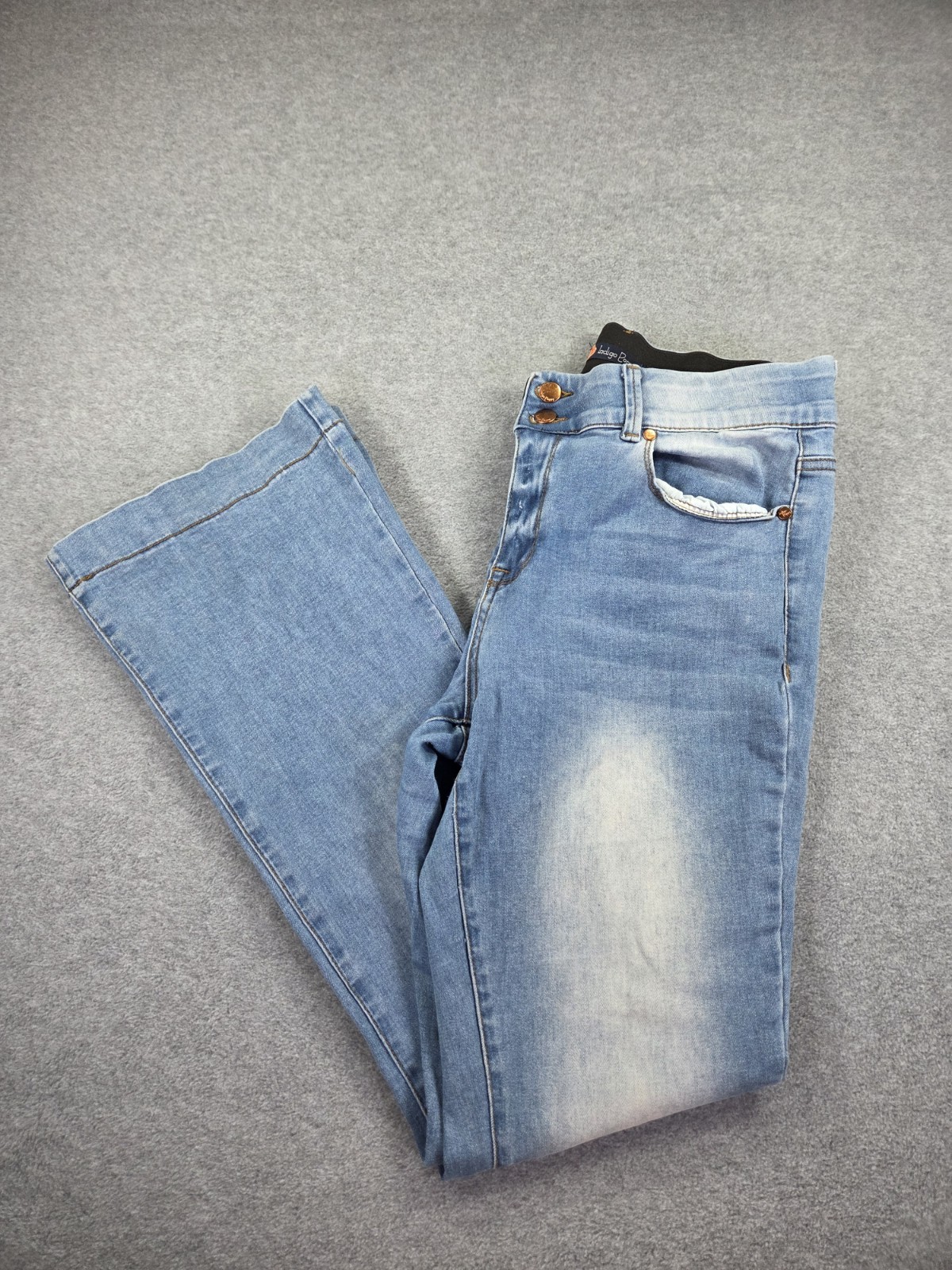 Indigo Jeans Flare Boho Retro Inspired Light Wash Comfort Waist Stretch Size 12