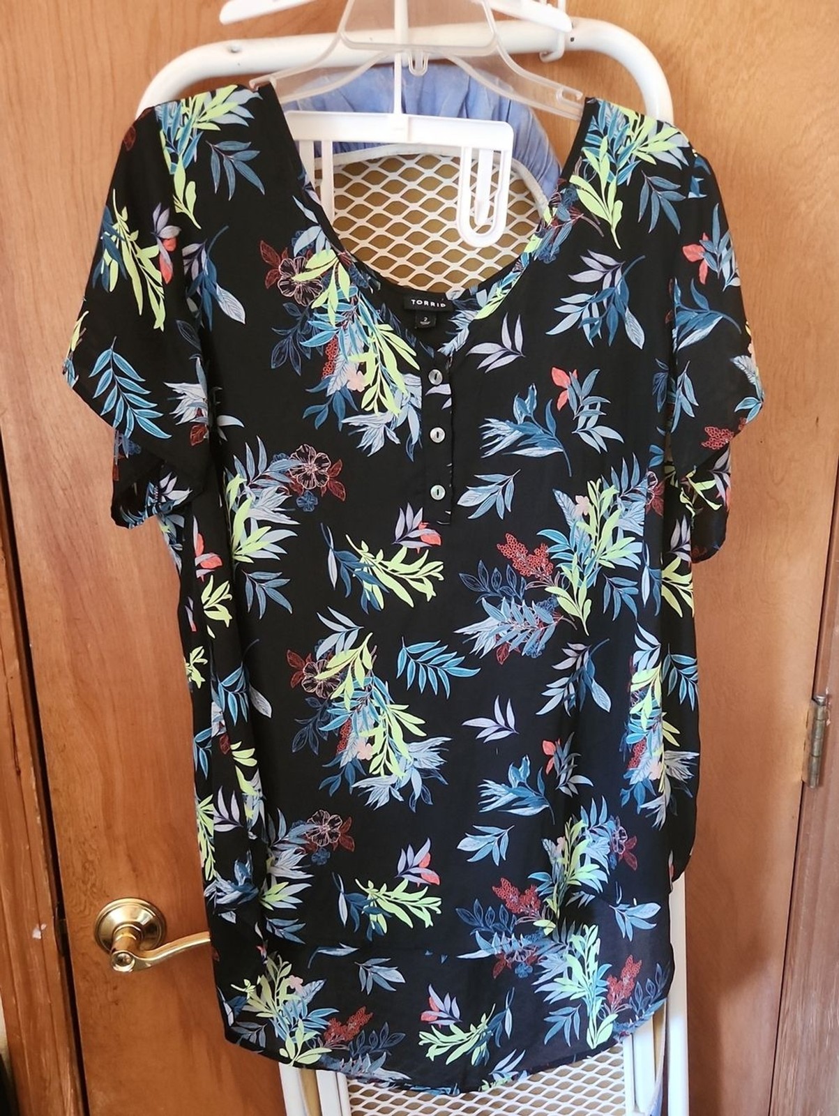 Torrid Georgette Hi Low Tropical Sheer Top