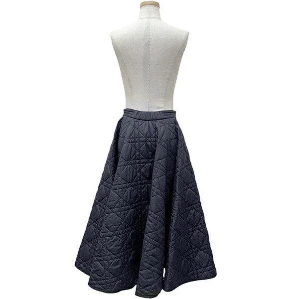 Christian Dior Long skirt Micro Cannage Technical taffeta Navy Women 36 size