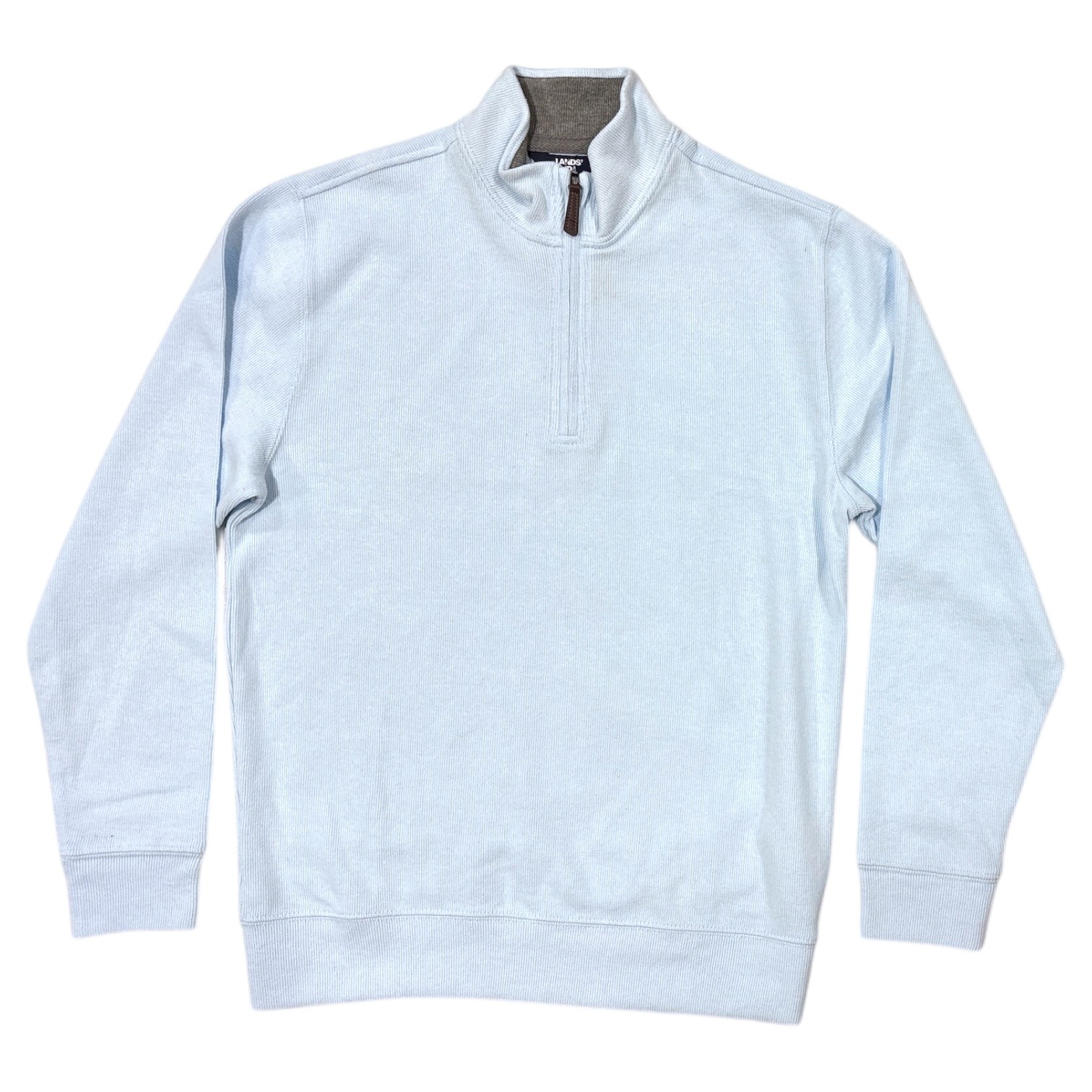 Lands’ End Men’s Soft & Cozy Ribbed Hem Long Sleeve Quarter Zip Pullover