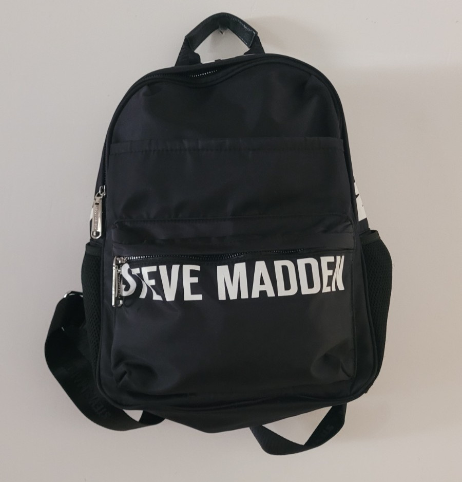 Steve Madden Nylon Logo Backpack, Pink and Black Set, Steve Madden Backpack Set