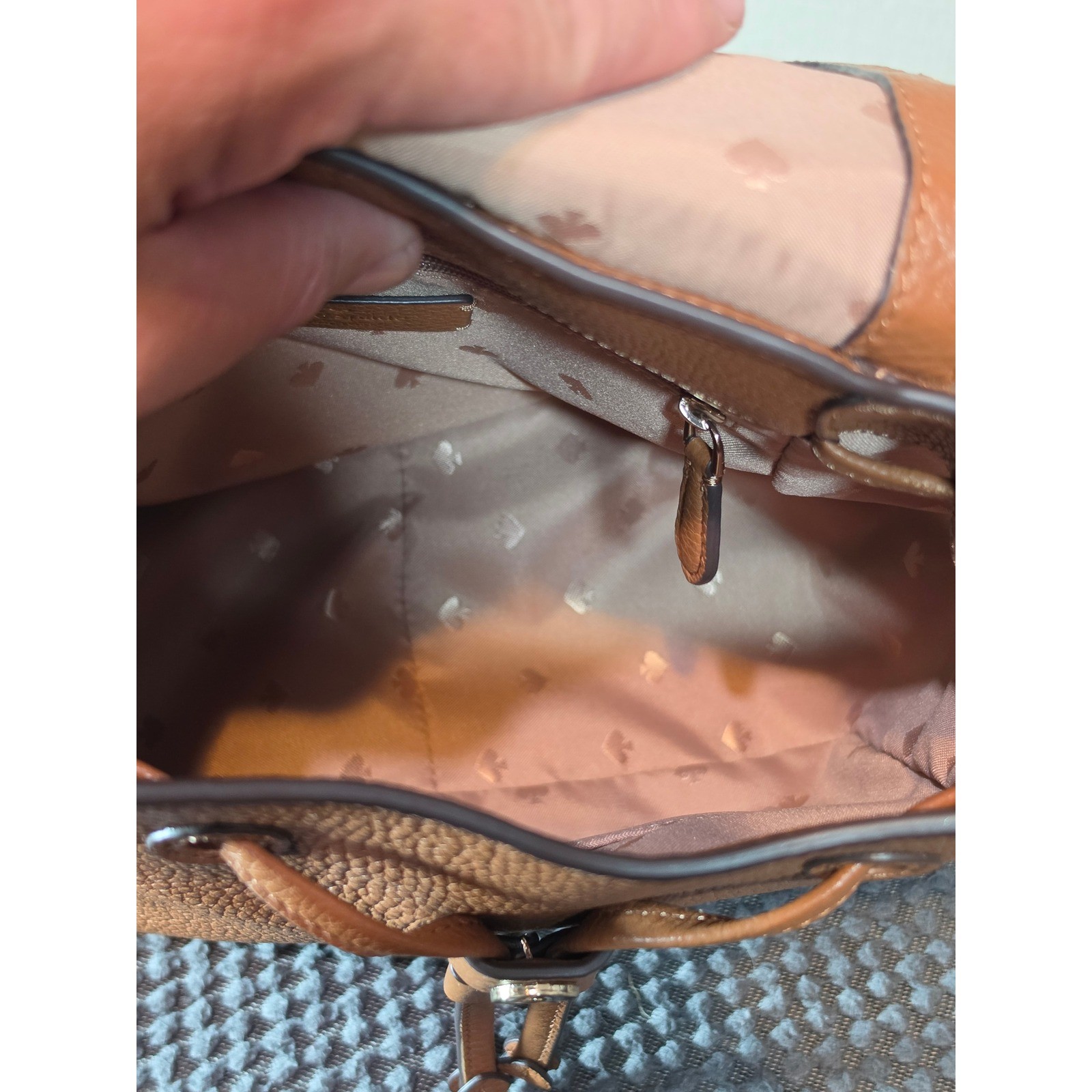 Kate Spade New York Pebbled Leather Backpack Brown Drawstring Magnetic Flap Bag