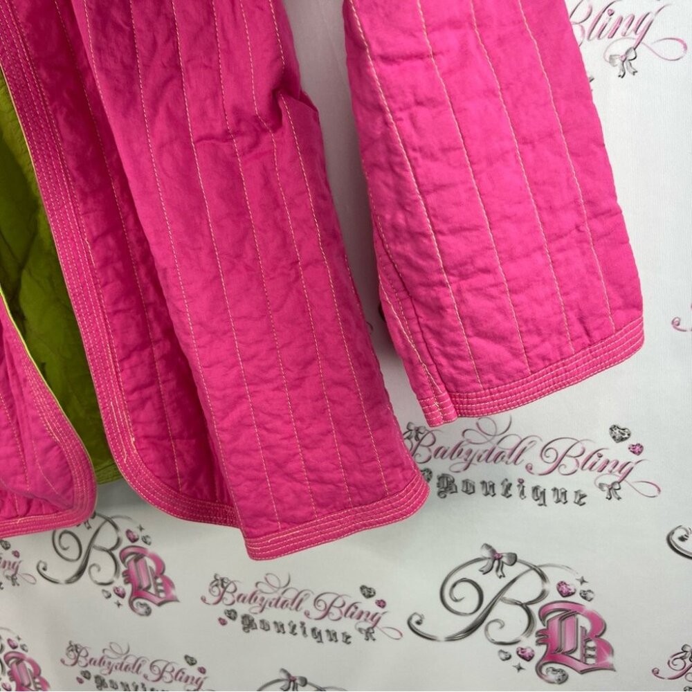 Attitude jacket coat quilted style 2 tone lime Fuchsia Quilted Utility Jacket