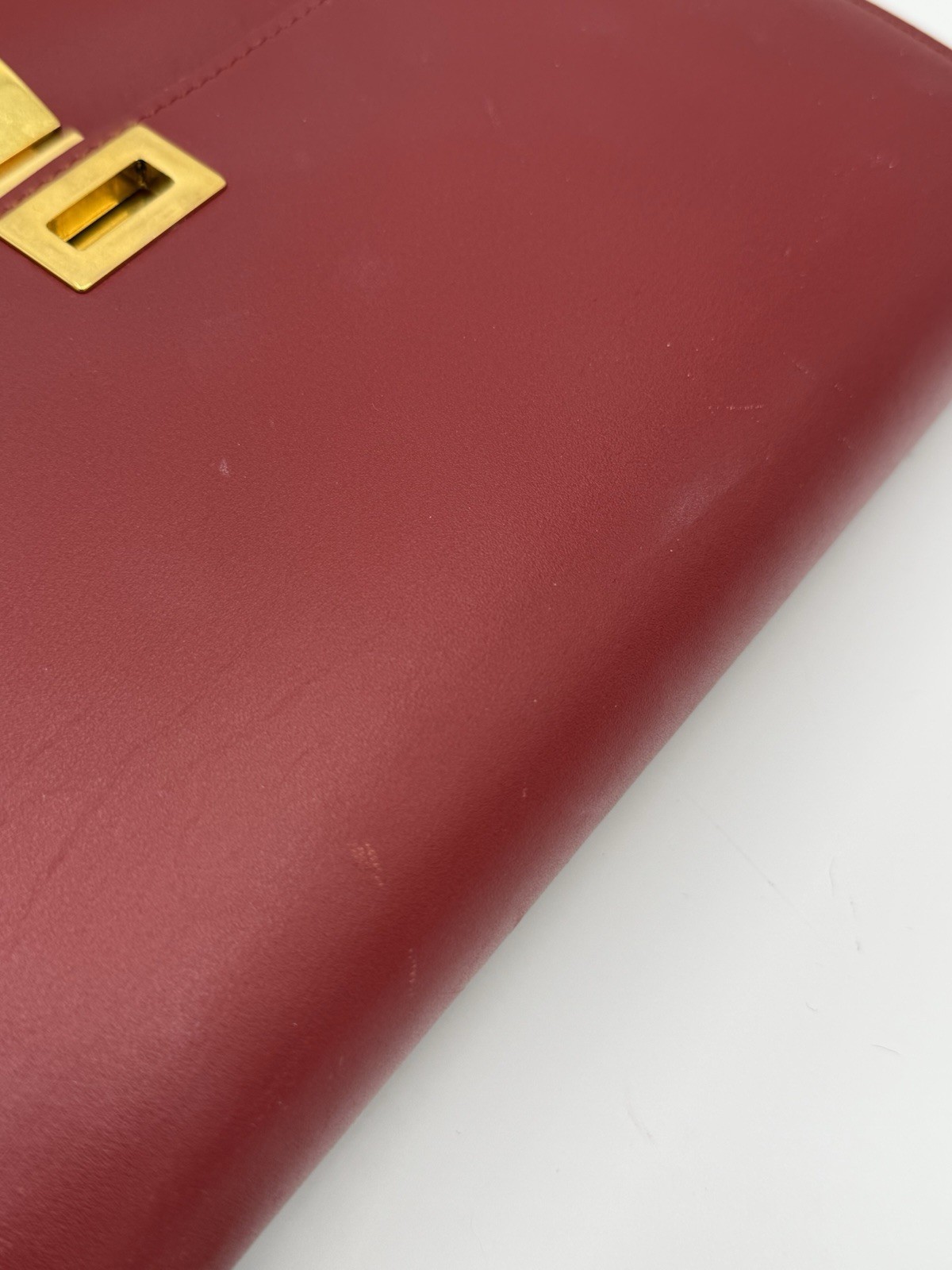 CELINE Classic Box Medium Shoulder Bag Leather Red