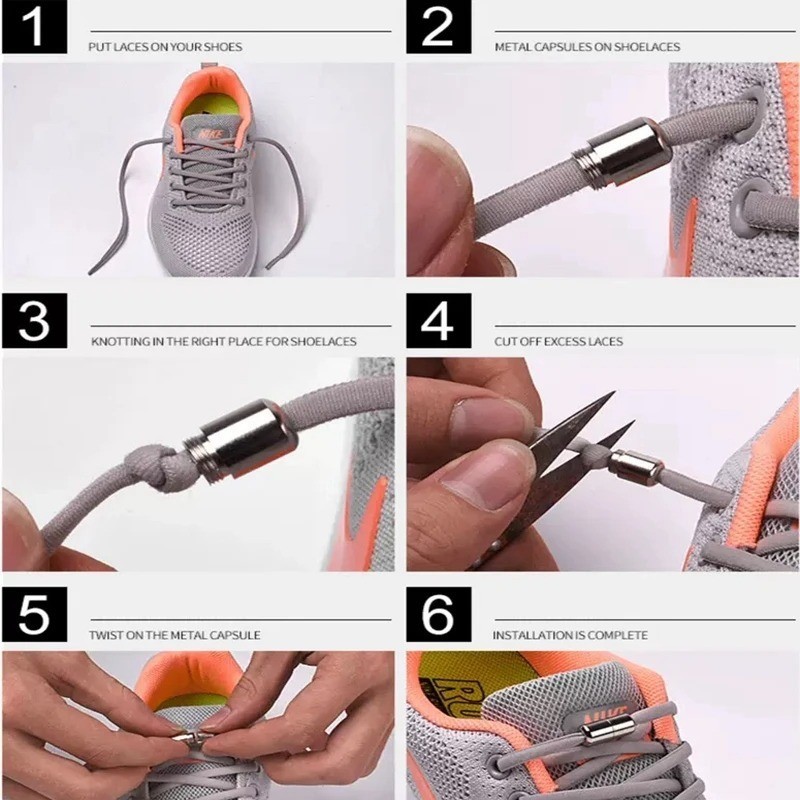 No Tie Elastic Lock Shoe Laces ShoeLaces Strings for Kids Adults Sneakers
