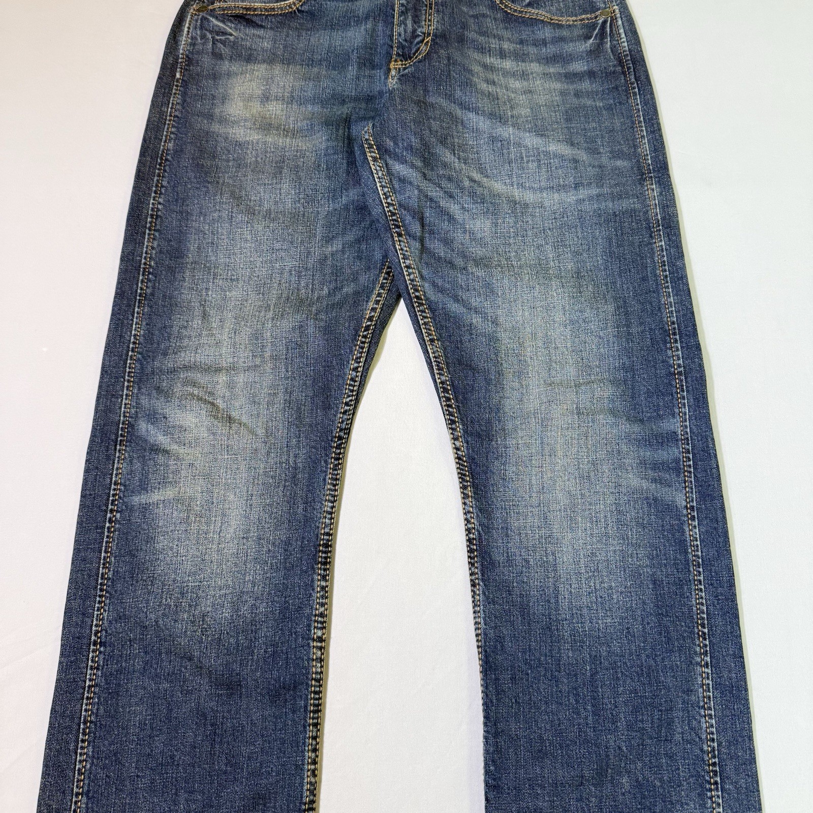 Wrangler Retro Jeans Mens 30×32 Blue Slim Straight Western Denim Pants Cowboy
