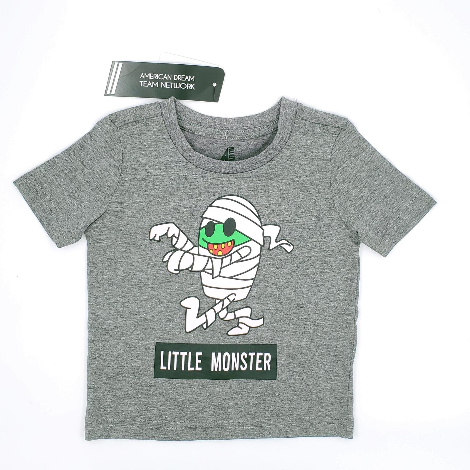 ADTN Boy’s Short Sleeve Halloween T-Shirt Grey “Little Monster” 2T