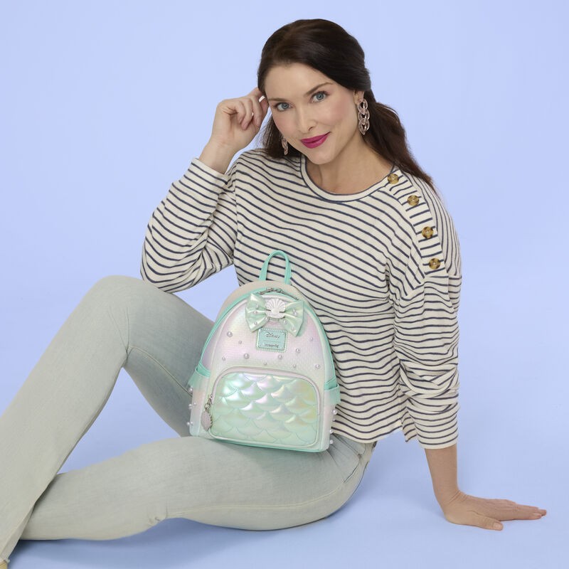 (HOTDEAL⏰🔥🏷️) Loungefly The Little Mermaid Iridescent Pearl Mini Backpack