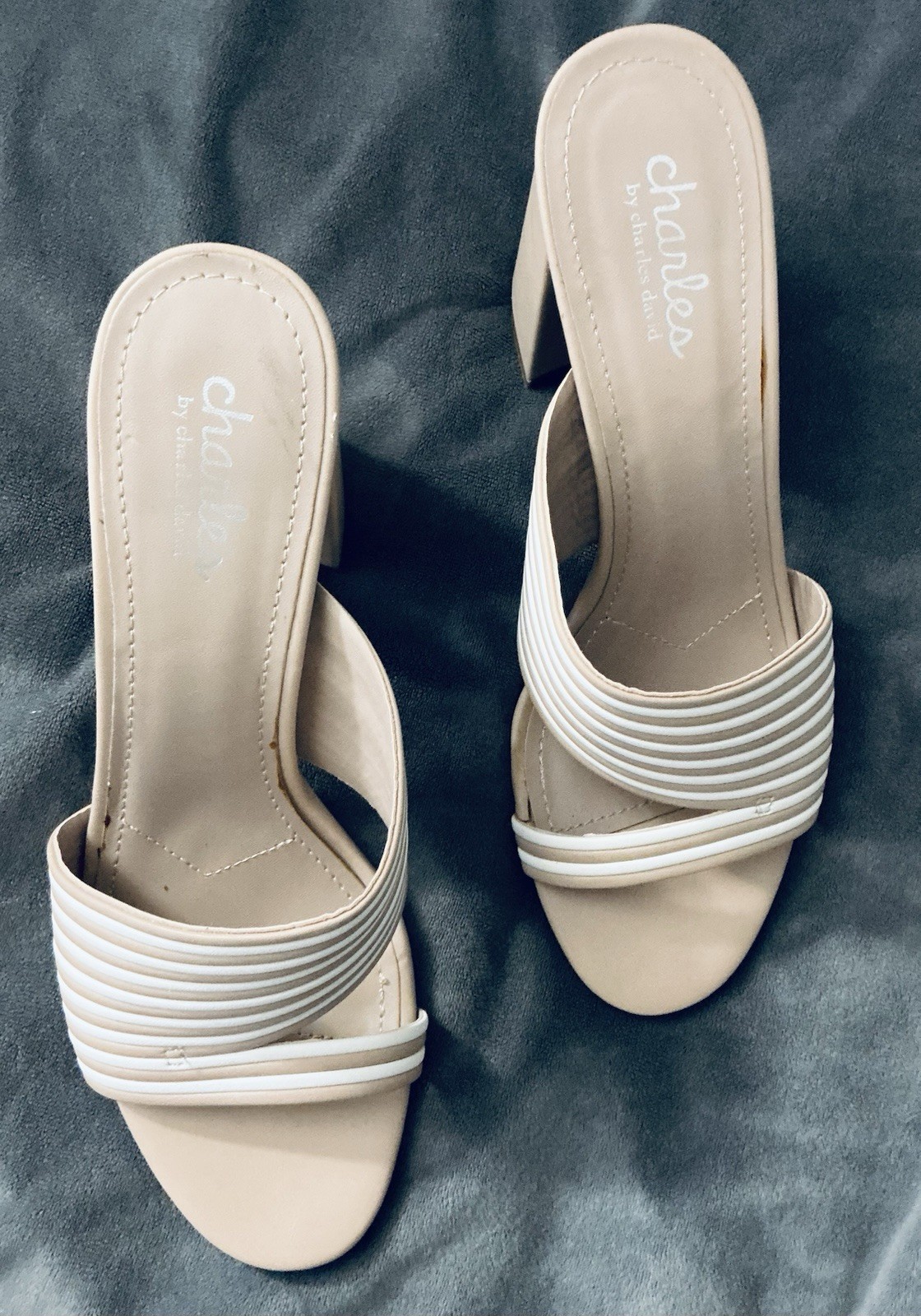 Charles by Charles David 8.5M Shoes Sandals Tan Striped Rhythmic Block Heel