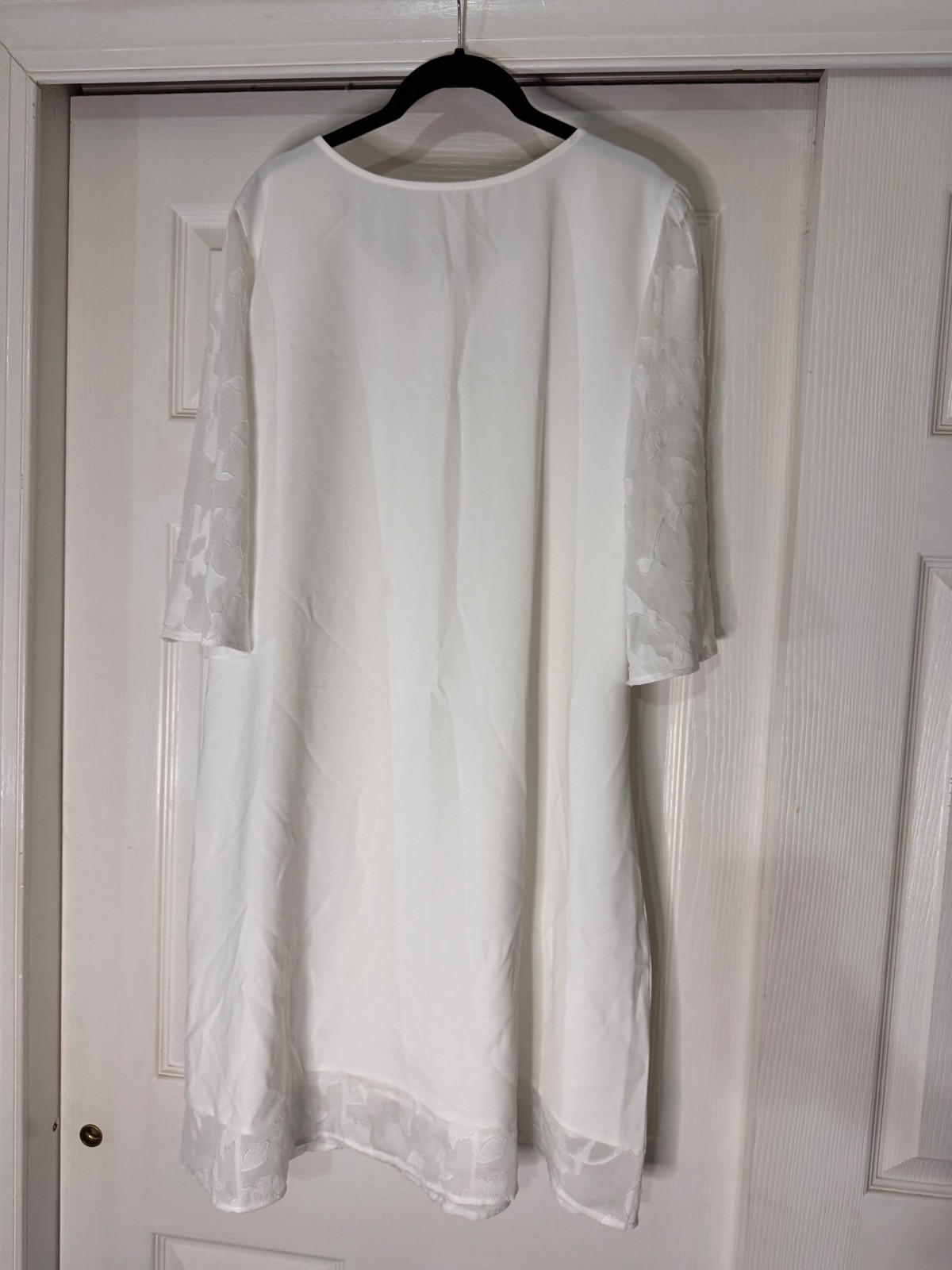 Ladies Tunic Style Dress, Sheer Sleeve with Floral Appliqué