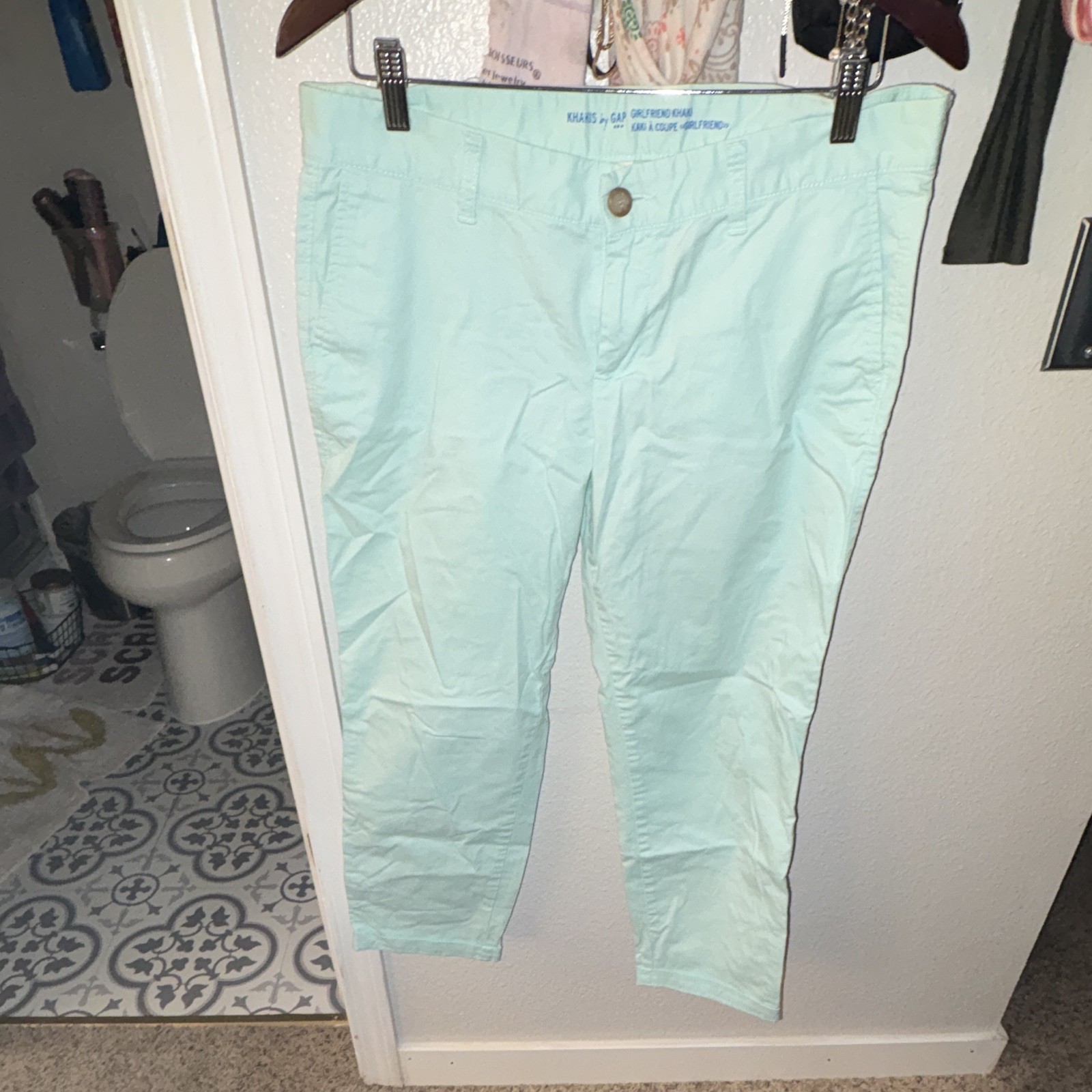GAP Women’s Light Blue Cotton Twill Girlfriend Khaki Pants Tapered 8R